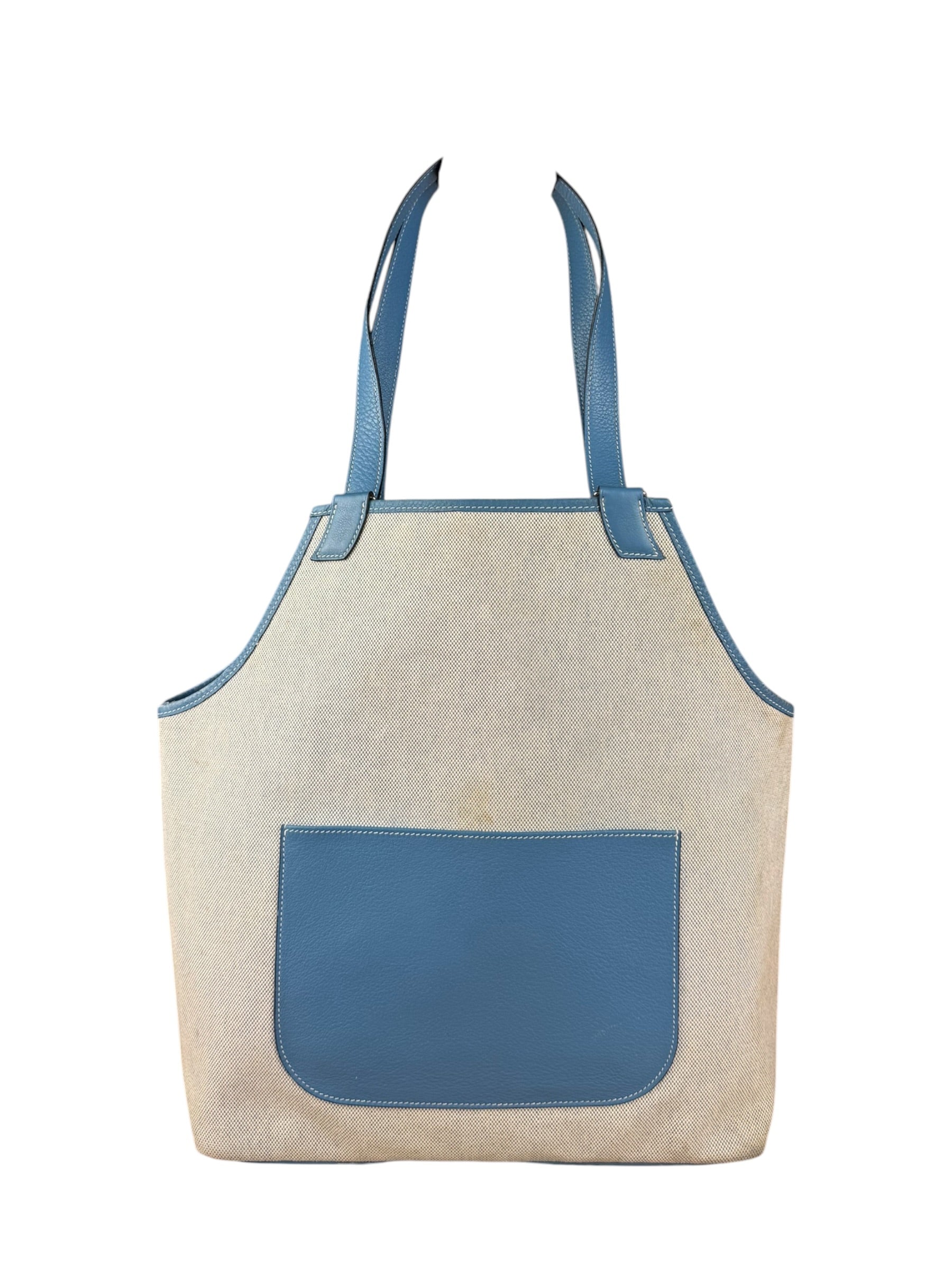 Hermès Blue Jardinier Canvas/Leather Shoulder Tote