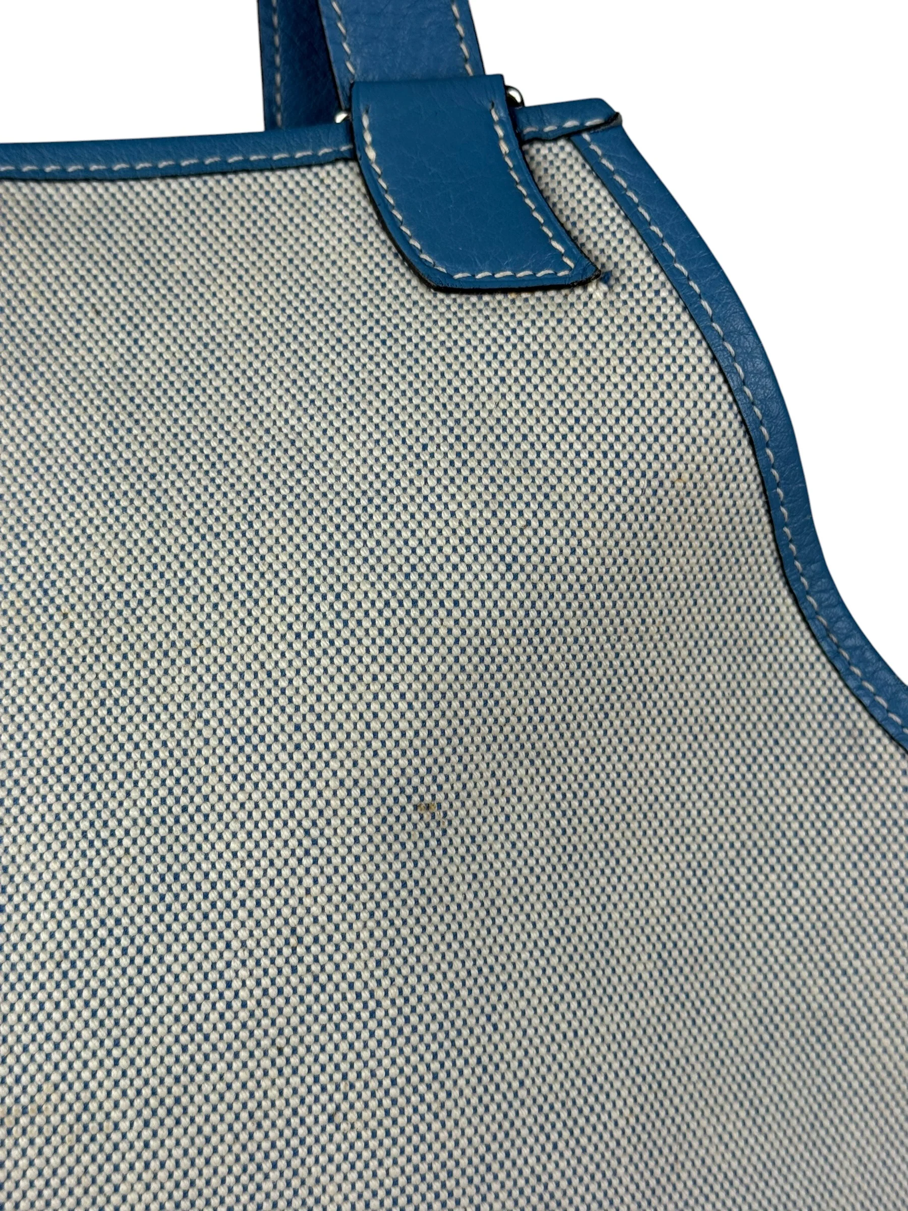 Hermès Blue Jardinier Canvas/Leather Shoulder Tote - Image 10