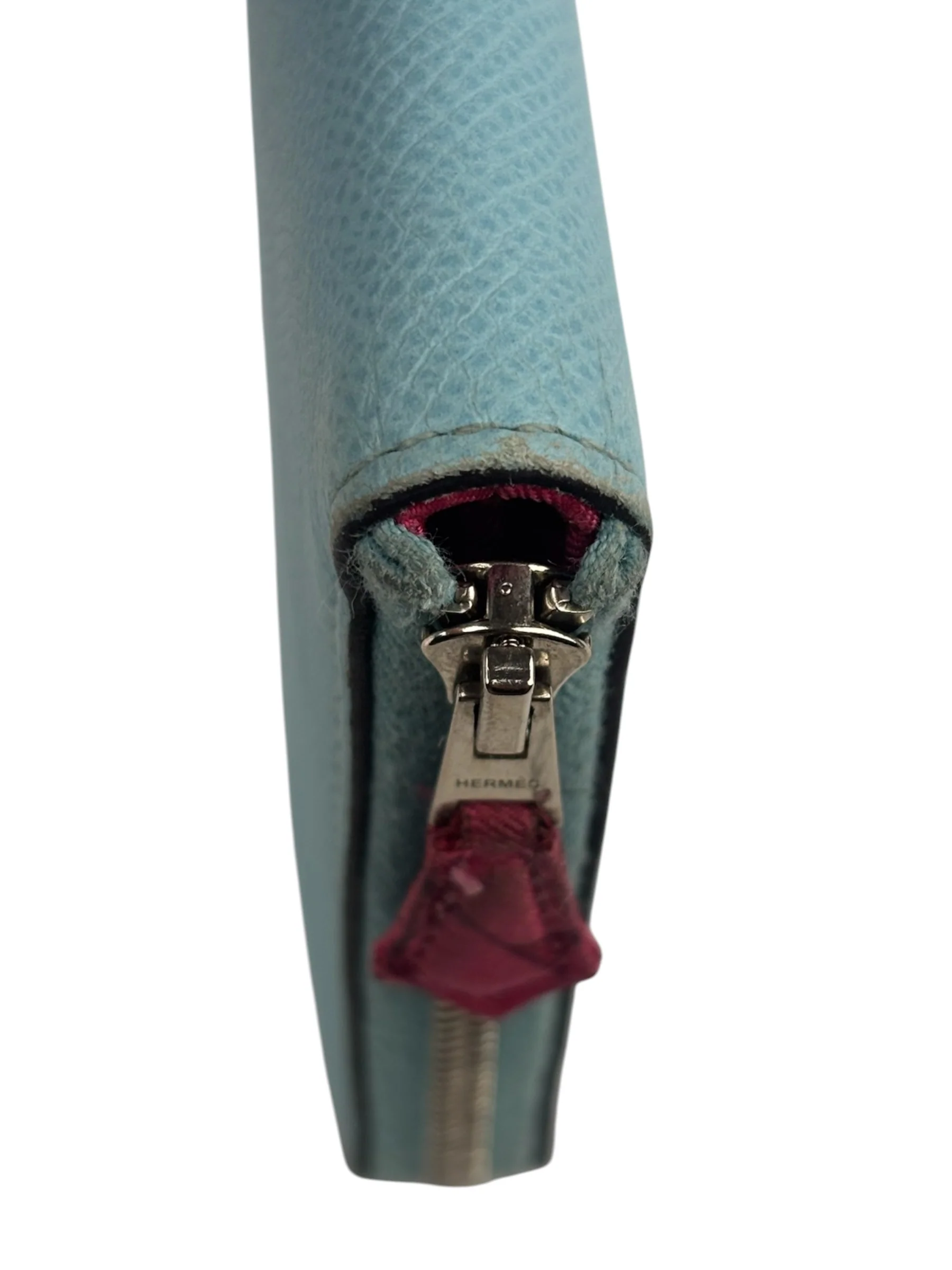 Hermes Blue Leather Silk'In Azap Long Wallet - Image 9