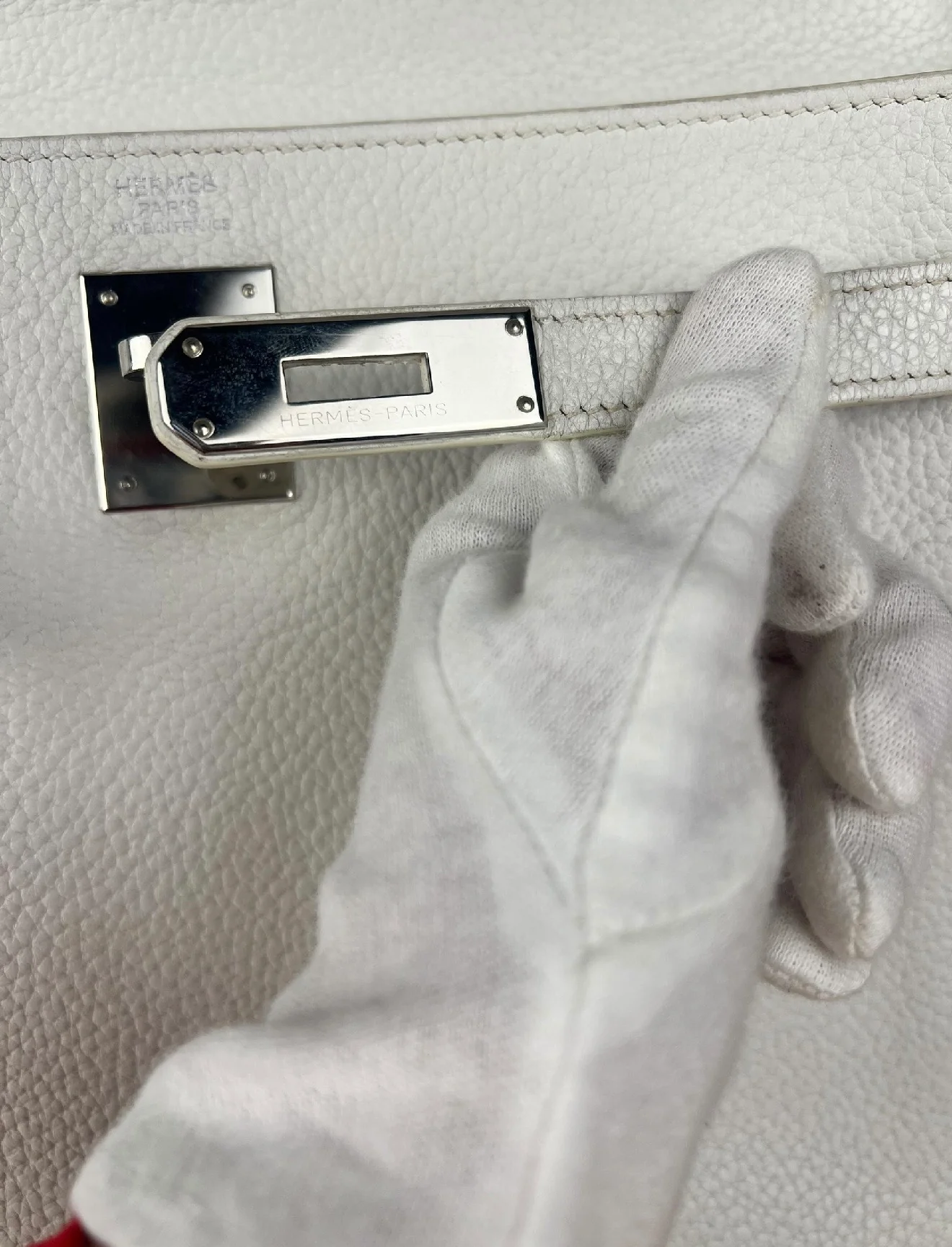 Hermes Kelly 32 White Clemence Leather Handbag 2008 - Image 21