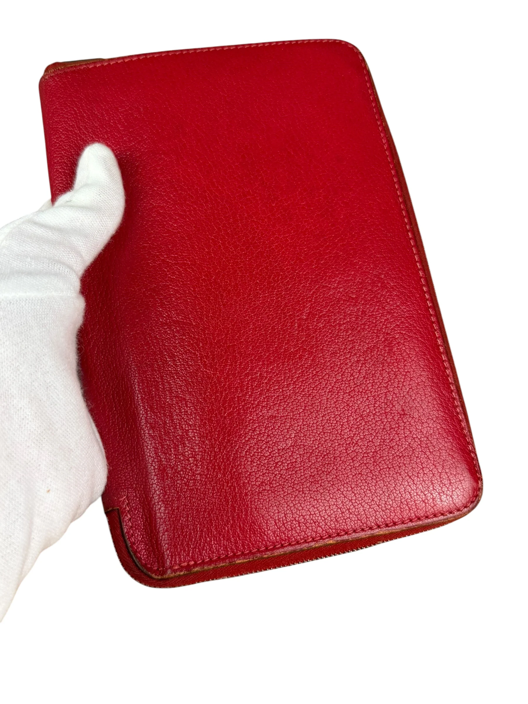 Hermes Rouge Epsom Leather Vintage Organizer Wallet - Image 4