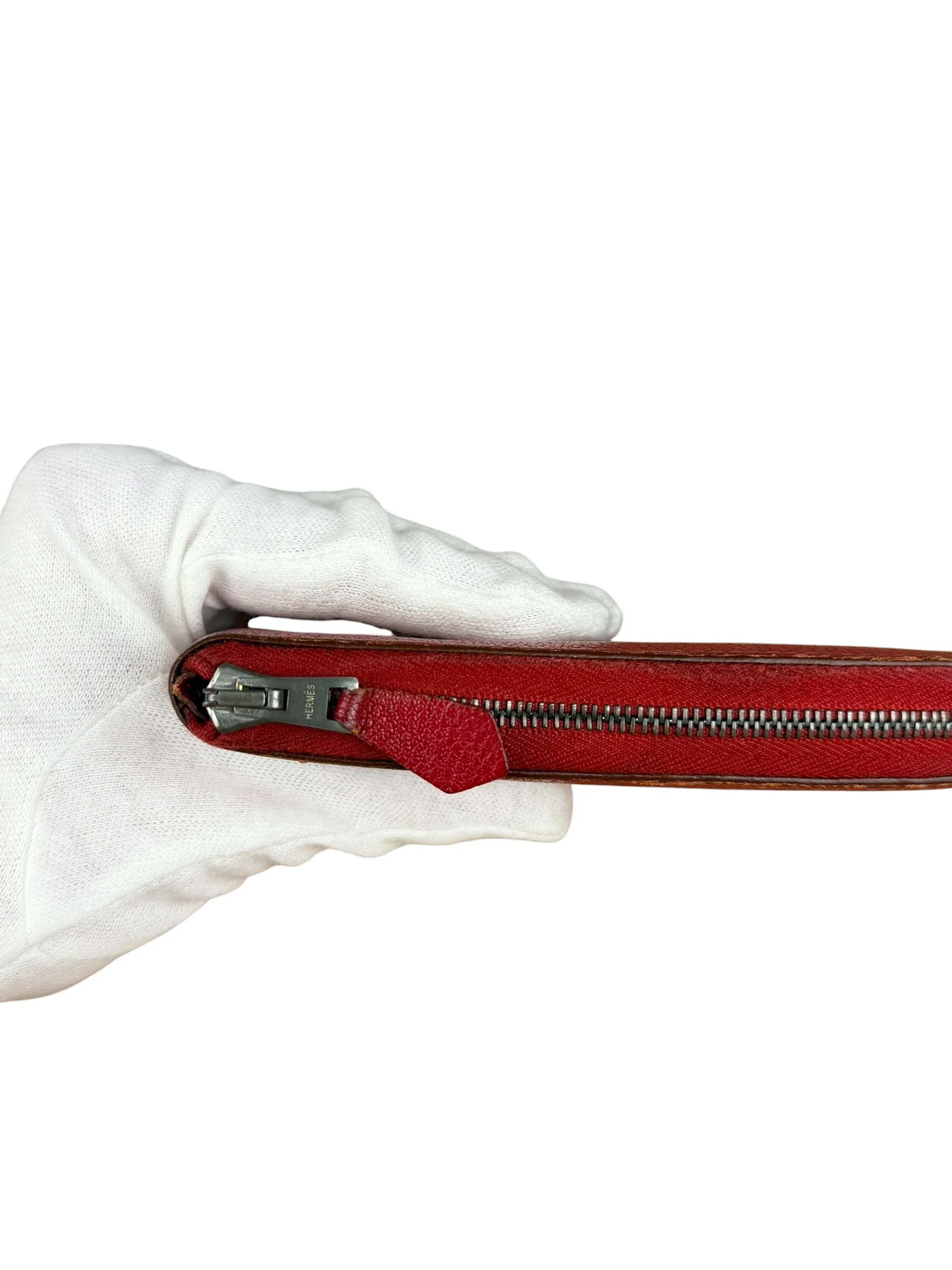 Hermes Rouge Epsom Leather Vintage Organizer Wallet - Image 5