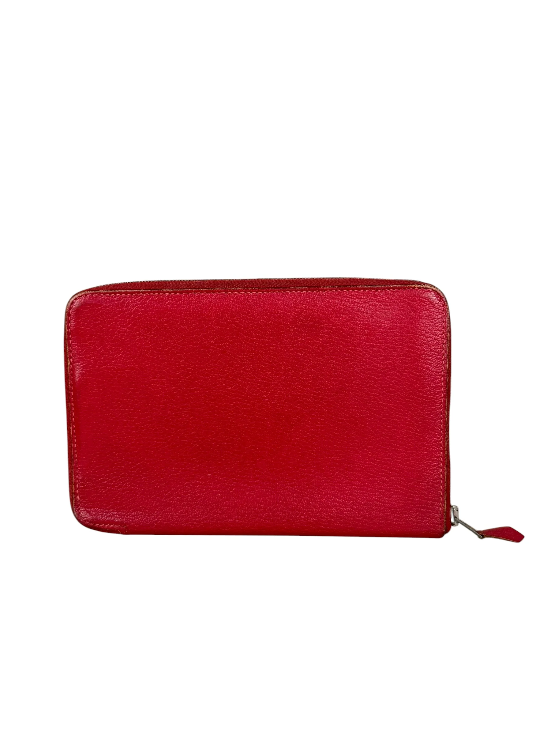 Hermes Rouge Epsom Leather Vintage Organizer Wallet - Image 7