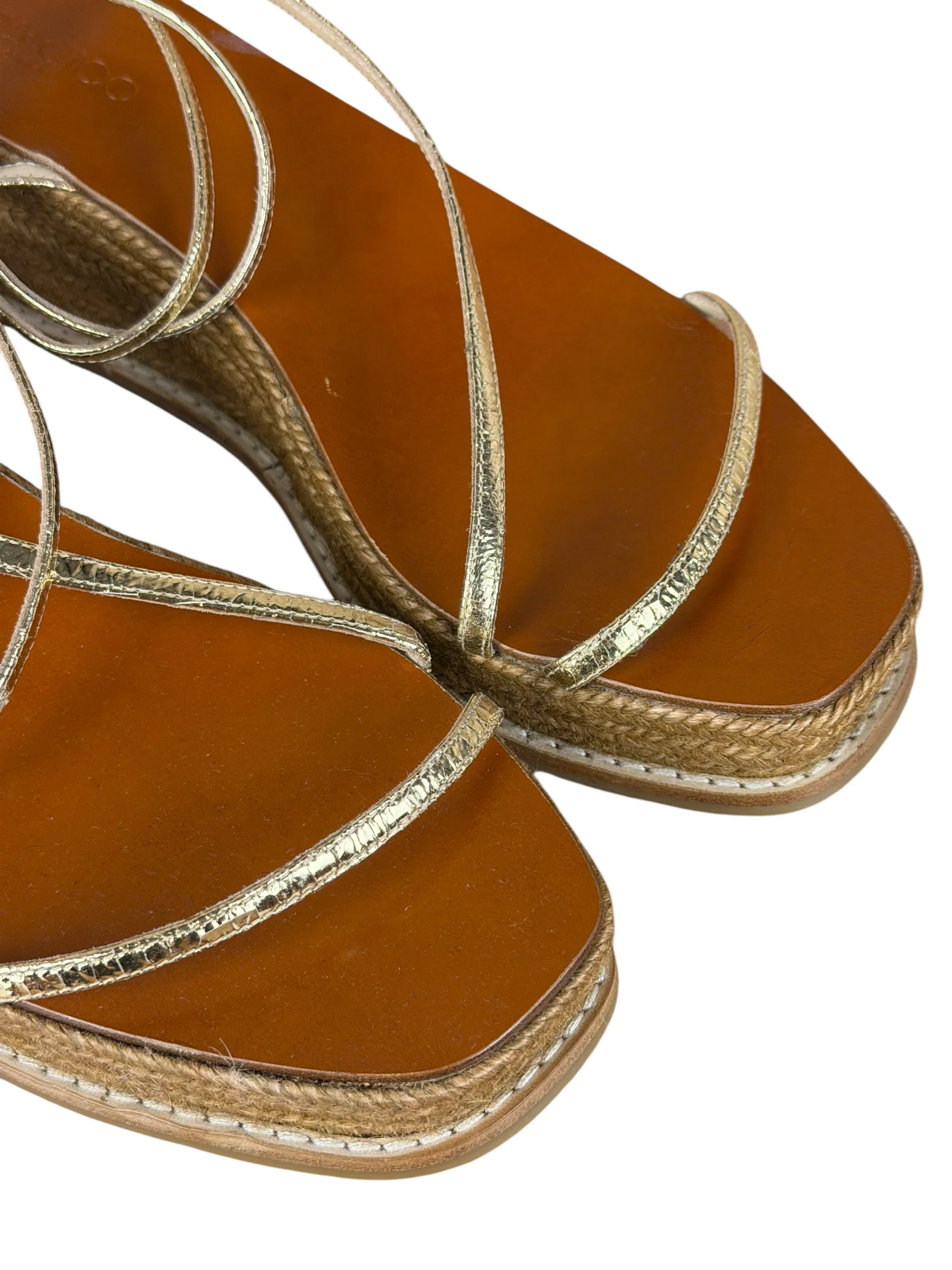 Jimmy Choo Brown Drive Metallic Wedge Espadrille Sandals - Image 3