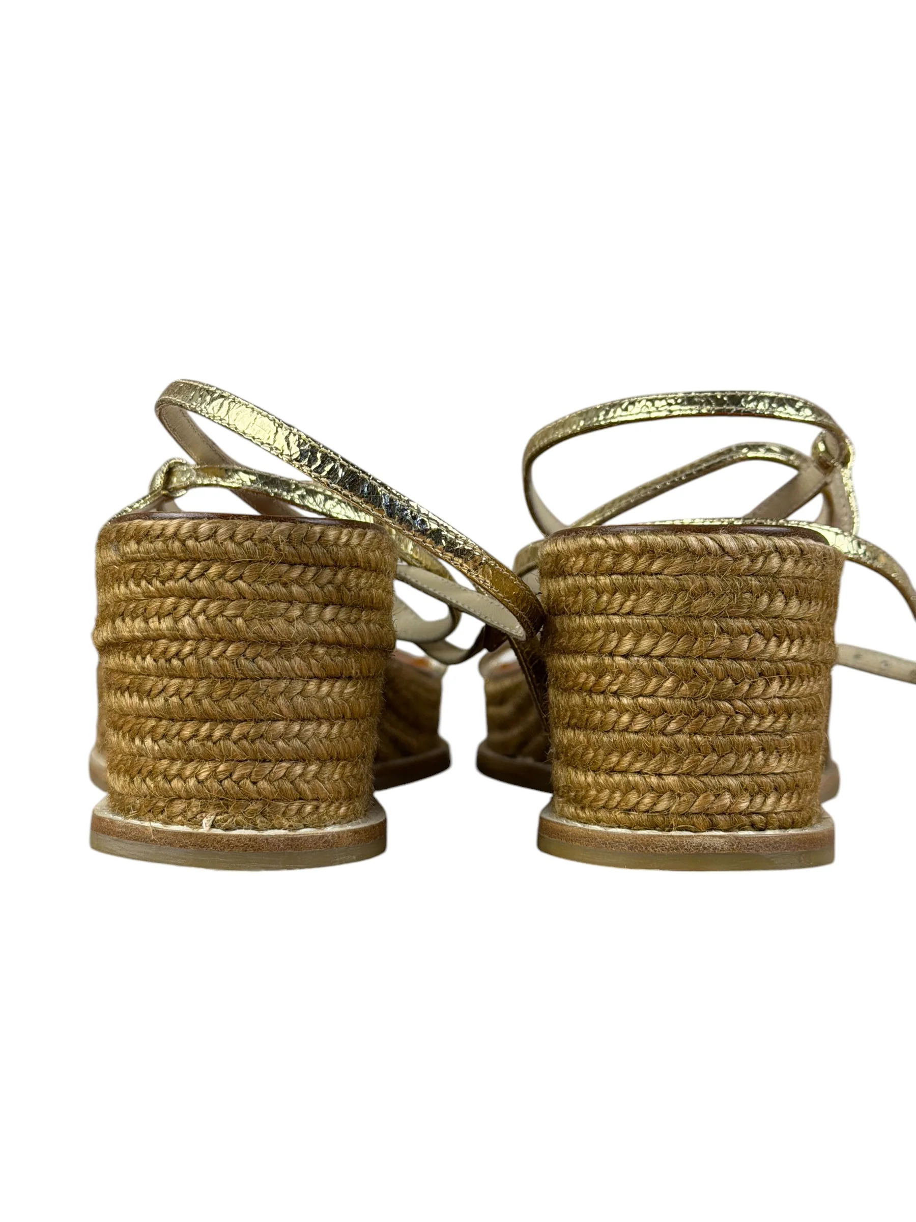 Jimmy Choo Brown Drive Metallic Wedge Espadrille Sandals - Image 5