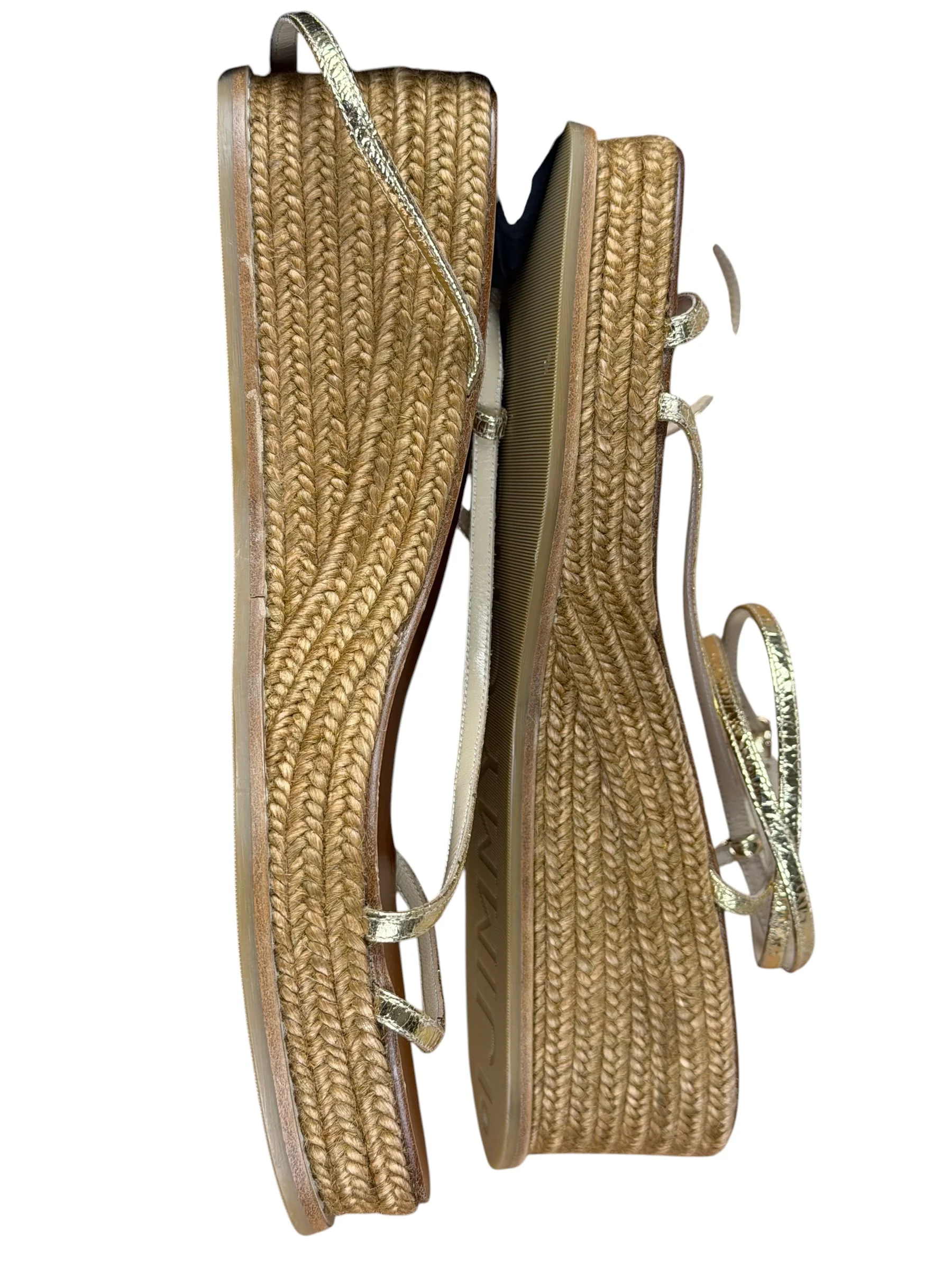 Jimmy Choo Brown Drive Metallic Wedge Espadrille Sandals - Image 6