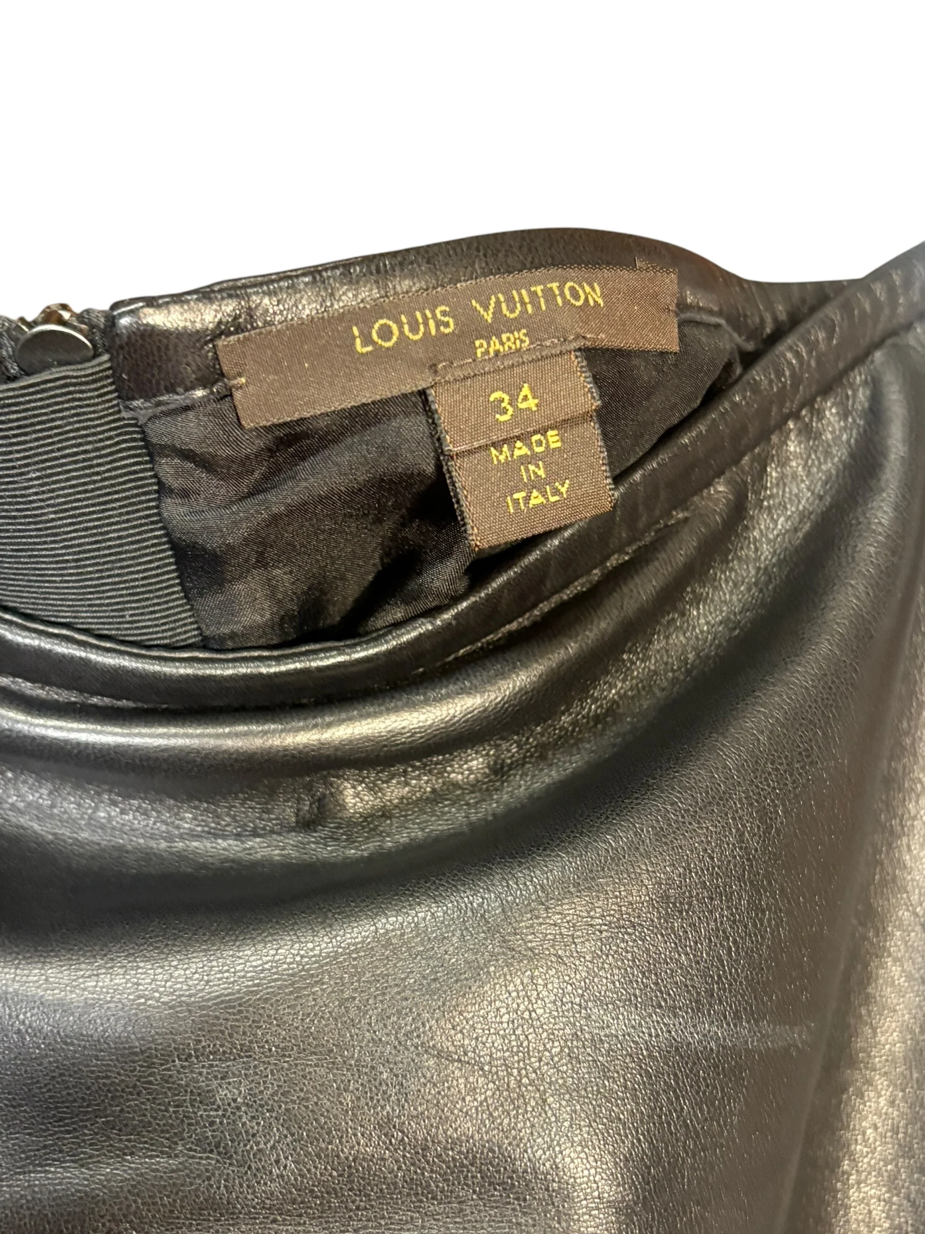 Louis Vuitton Black Leather Lace Skirt - Image 3