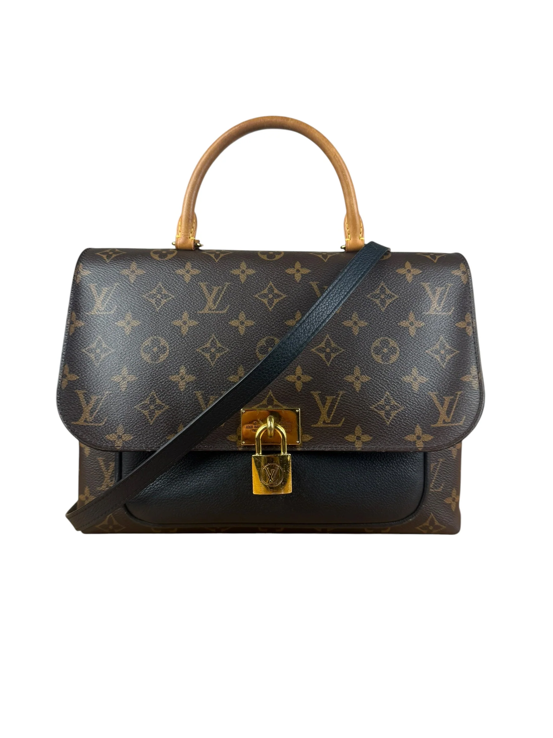 Louis Vuitton Black Leather/ Monogram Marignan 2Way Bag - Image 3