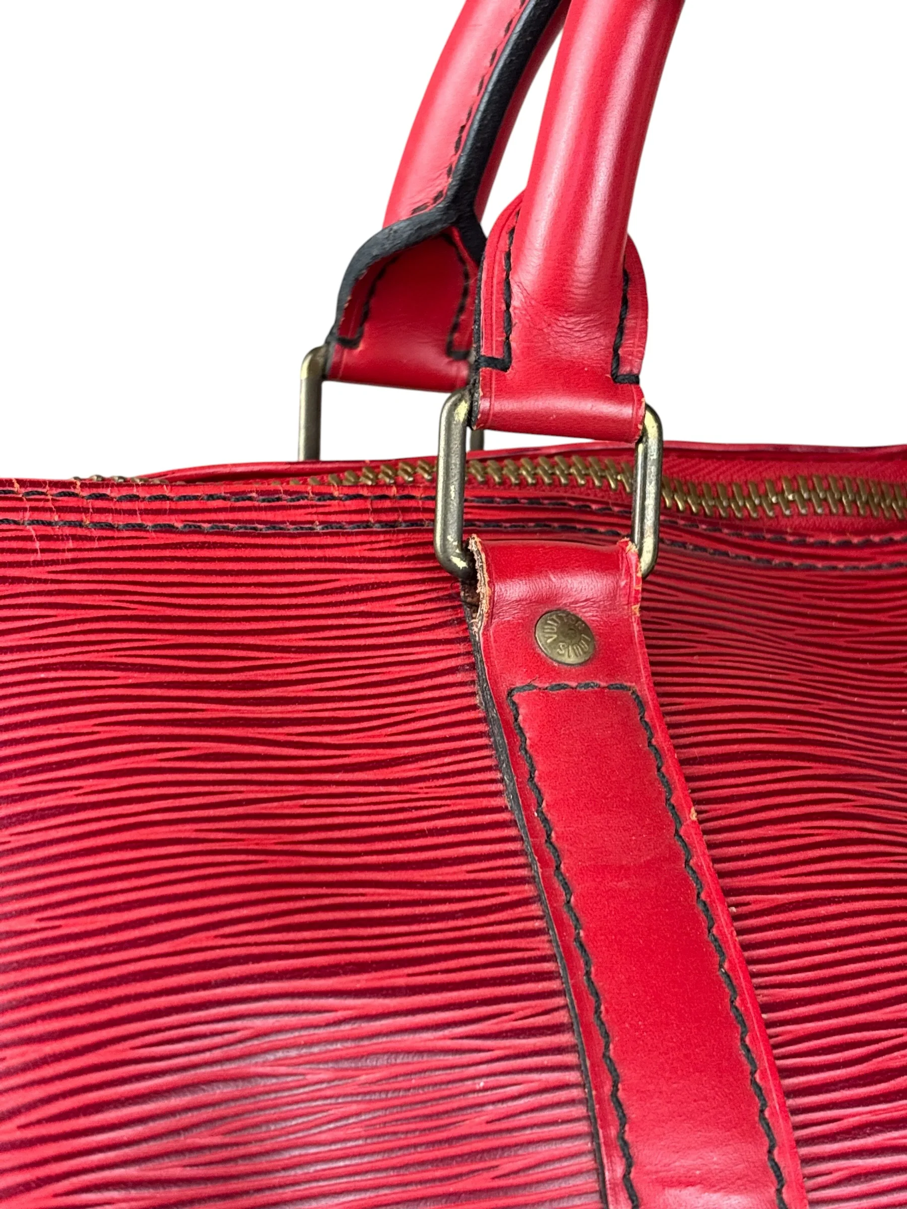 Louis Vuitton Red Epi Keepall Duffel Hand Bag - Image 10