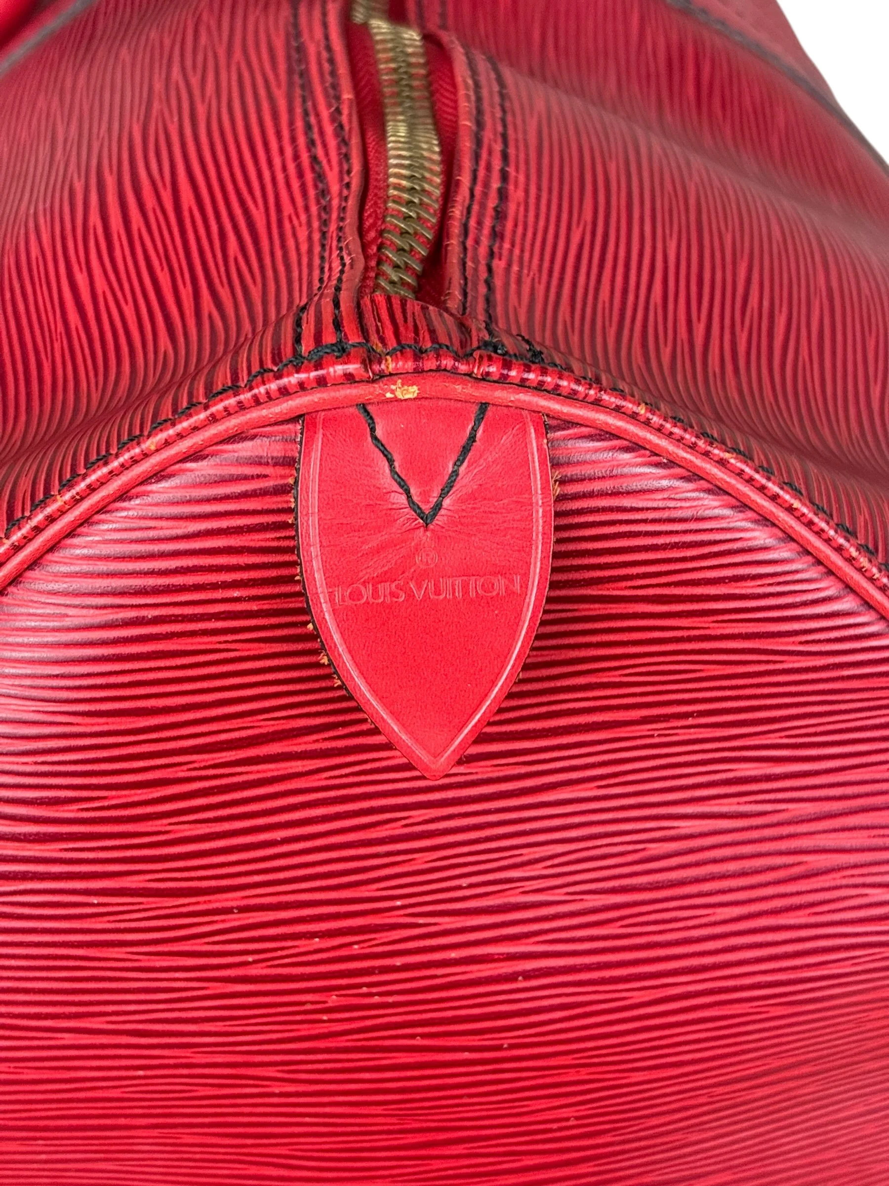 Louis Vuitton Red Epi Keepall Duffel Hand Bag - Image 11