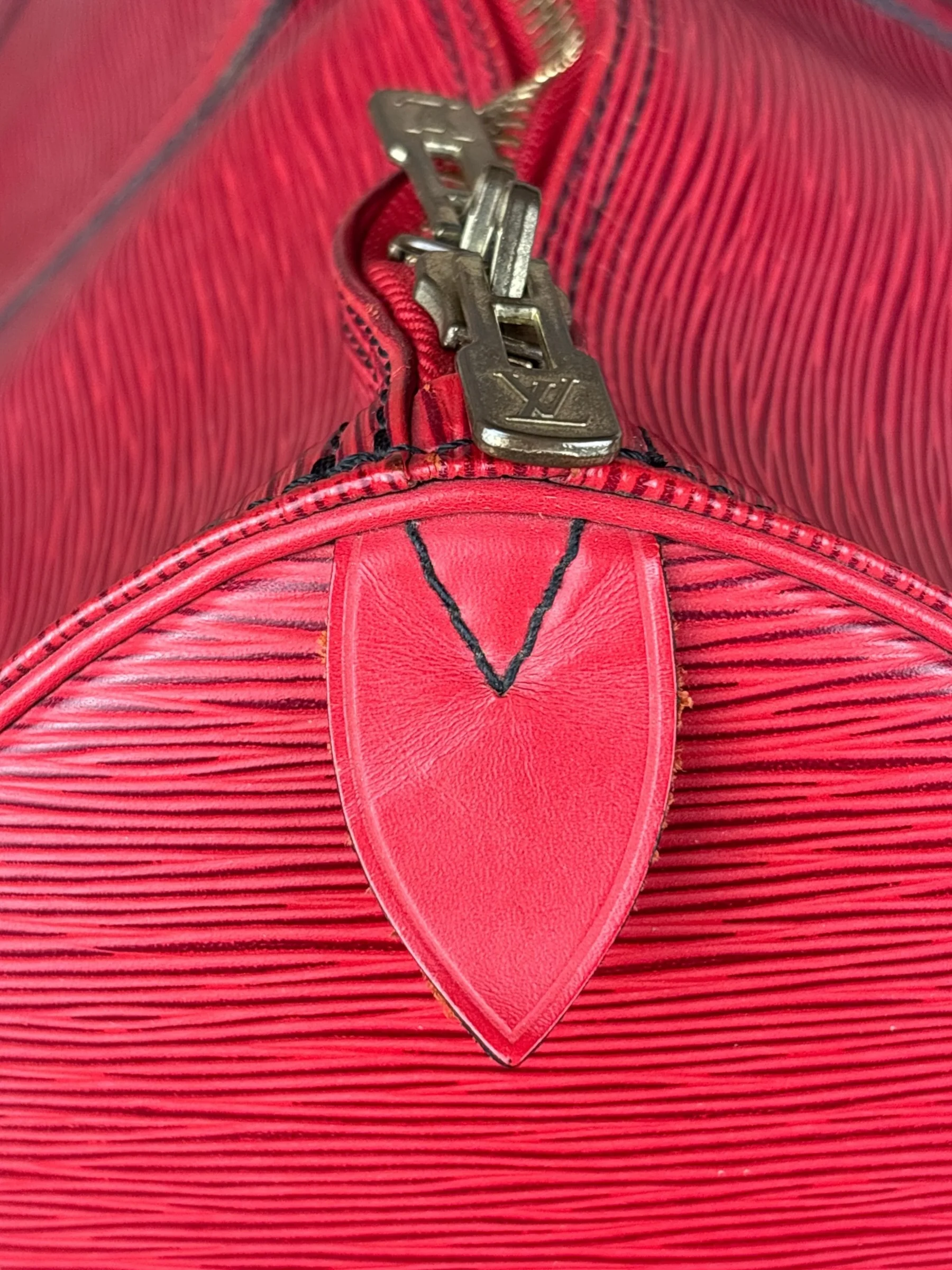 Louis Vuitton Red Epi Keepall Duffel Hand Bag - Image 12