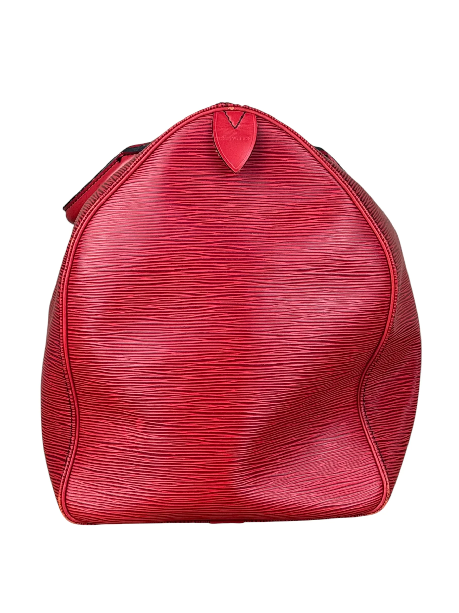 Louis Vuitton Red Epi Keepall Duffel Hand Bag - Image 3