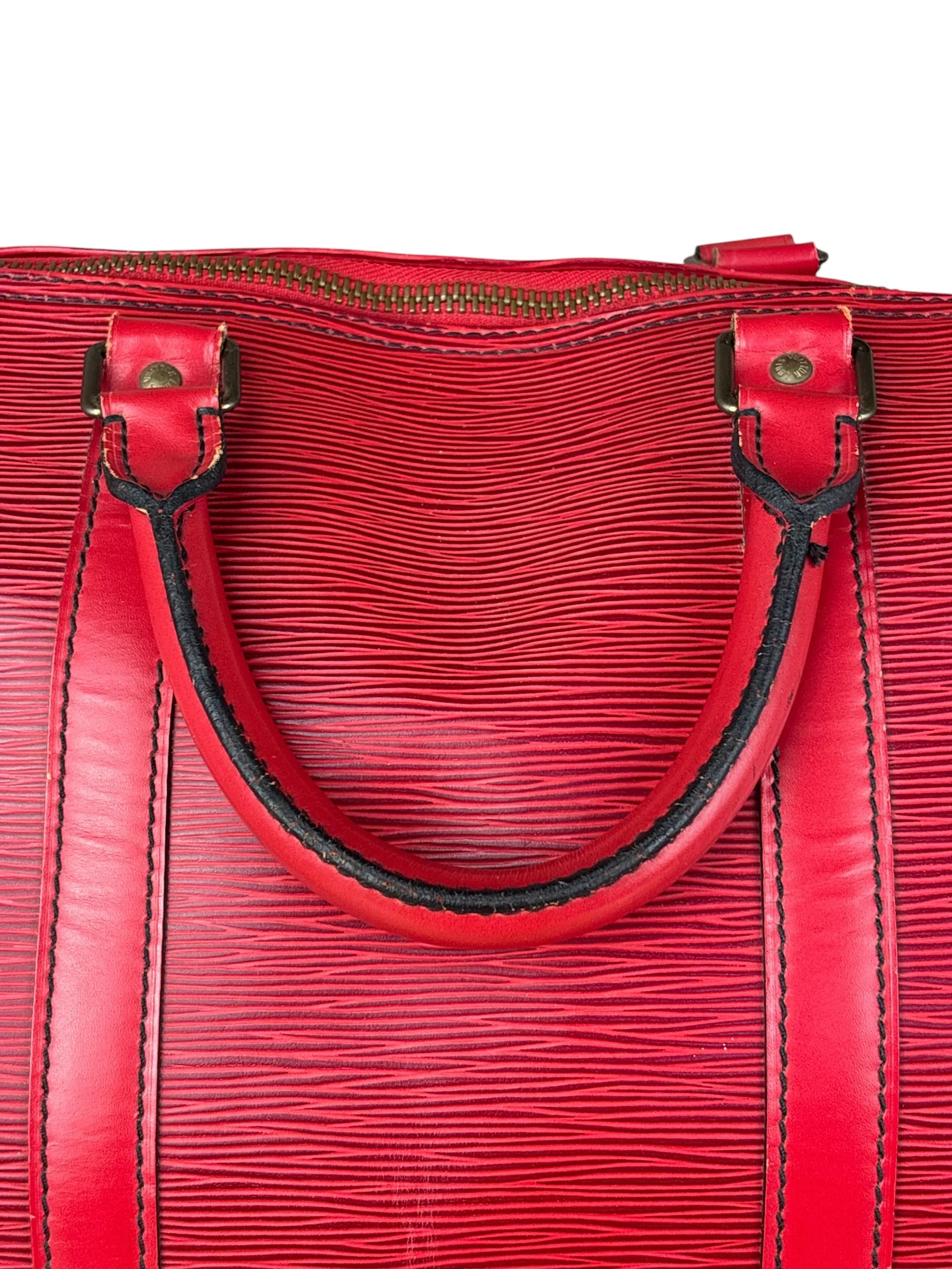 Louis Vuitton Red Epi Keepall Duffel Hand Bag - Image 5