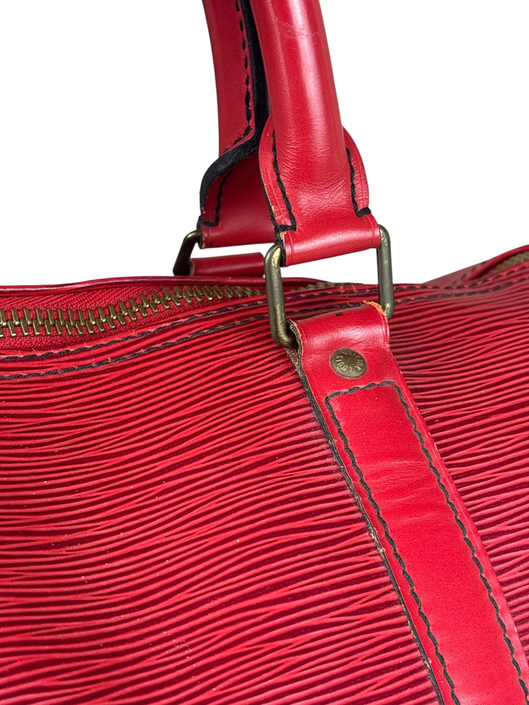 Louis Vuitton Red Epi Keepall Duffel Hand Bag - Image 7