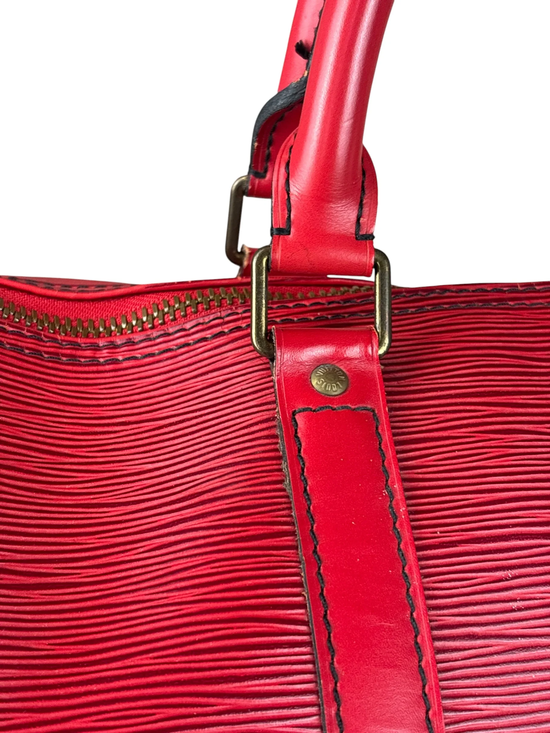 Louis Vuitton Red Epi Keepall Duffel Hand Bag - Image 8
