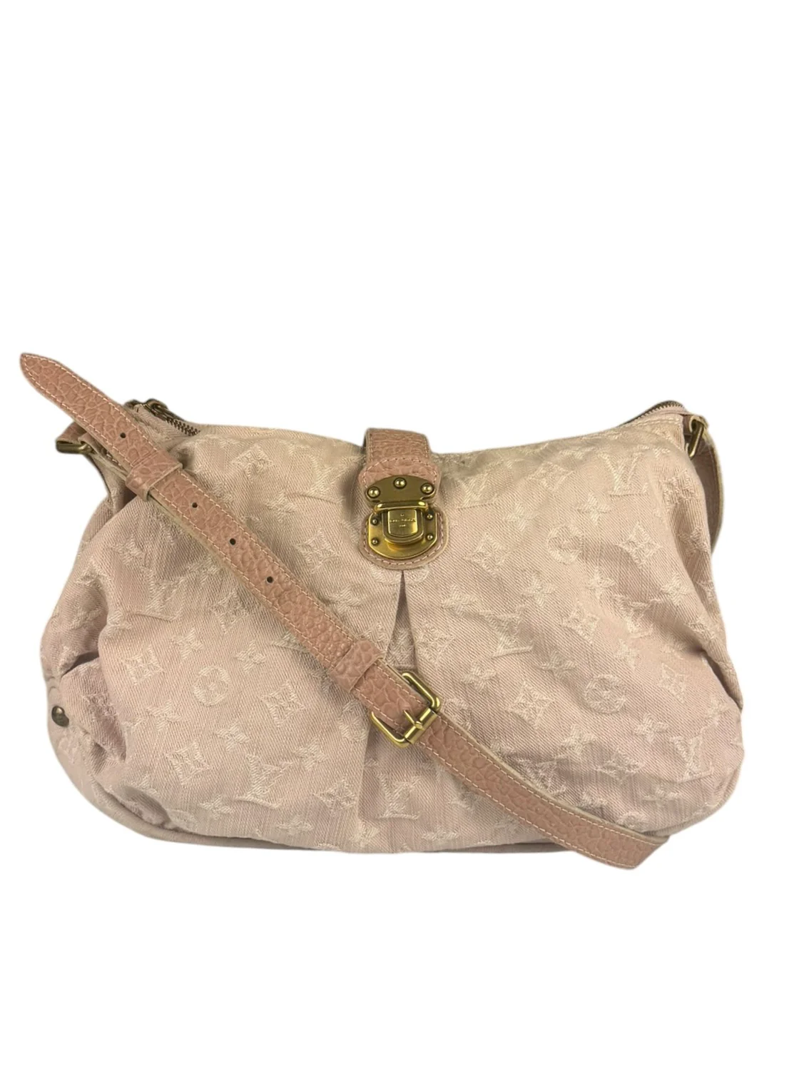 Louis Vuitton Vintage Rose Pink Monogram Denim Slightly Hobo Bag