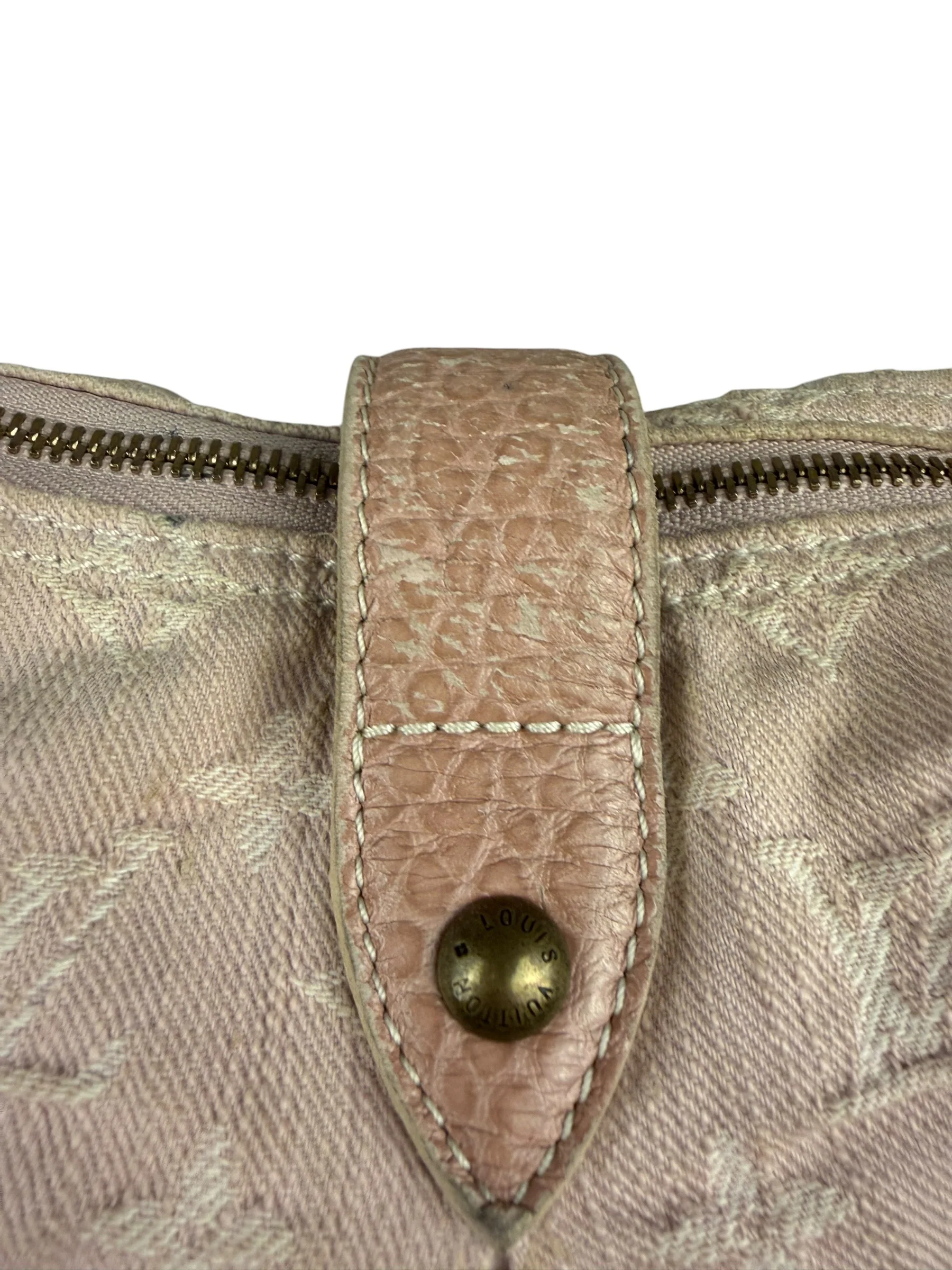 Louis Vuitton Vintage Rose Pink Monogram Denim Slightly Hobo Bag - Image 13