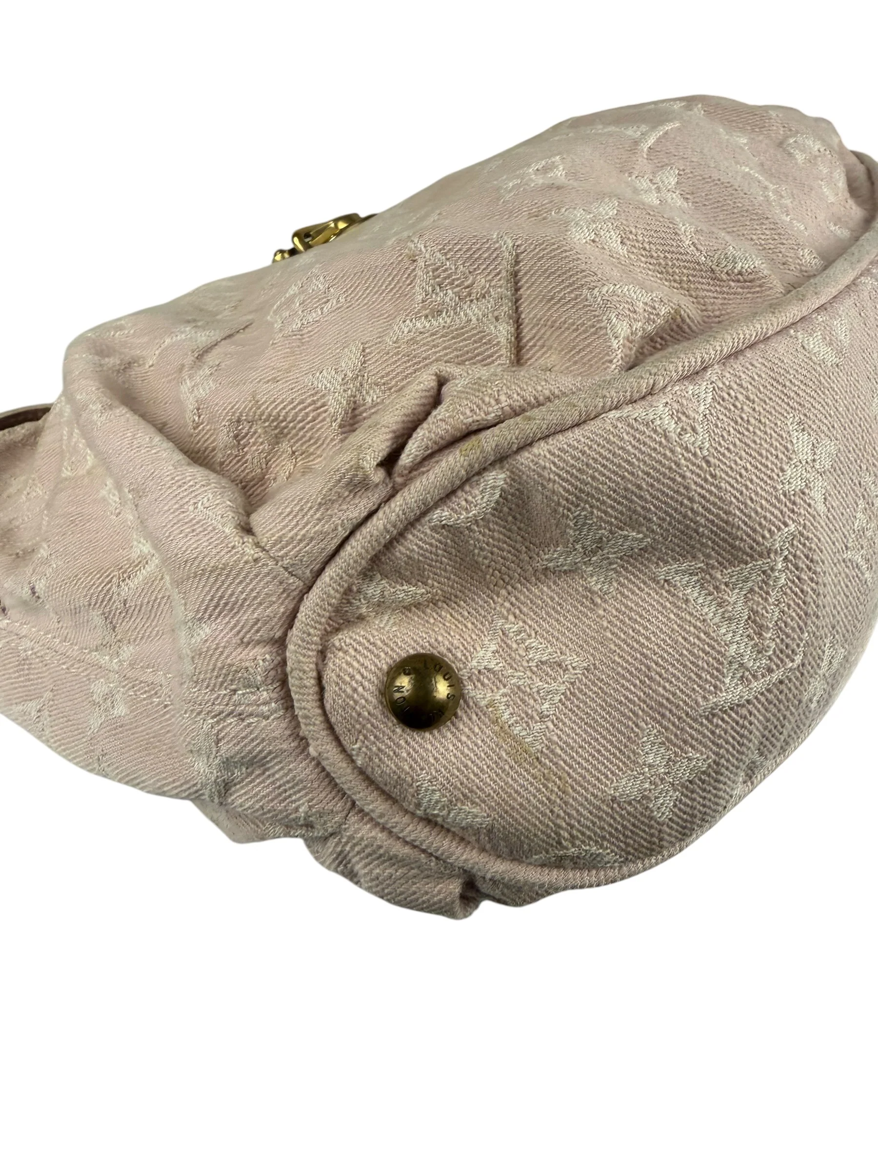 Louis Vuitton Vintage Rose Pink Monogram Denim Slightly Hobo Bag - Image 19