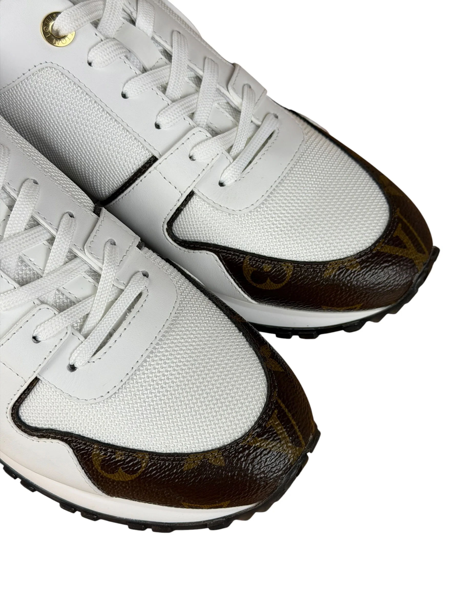 Louis Vuitton White/Brown Run Away Sneakers - Image 3