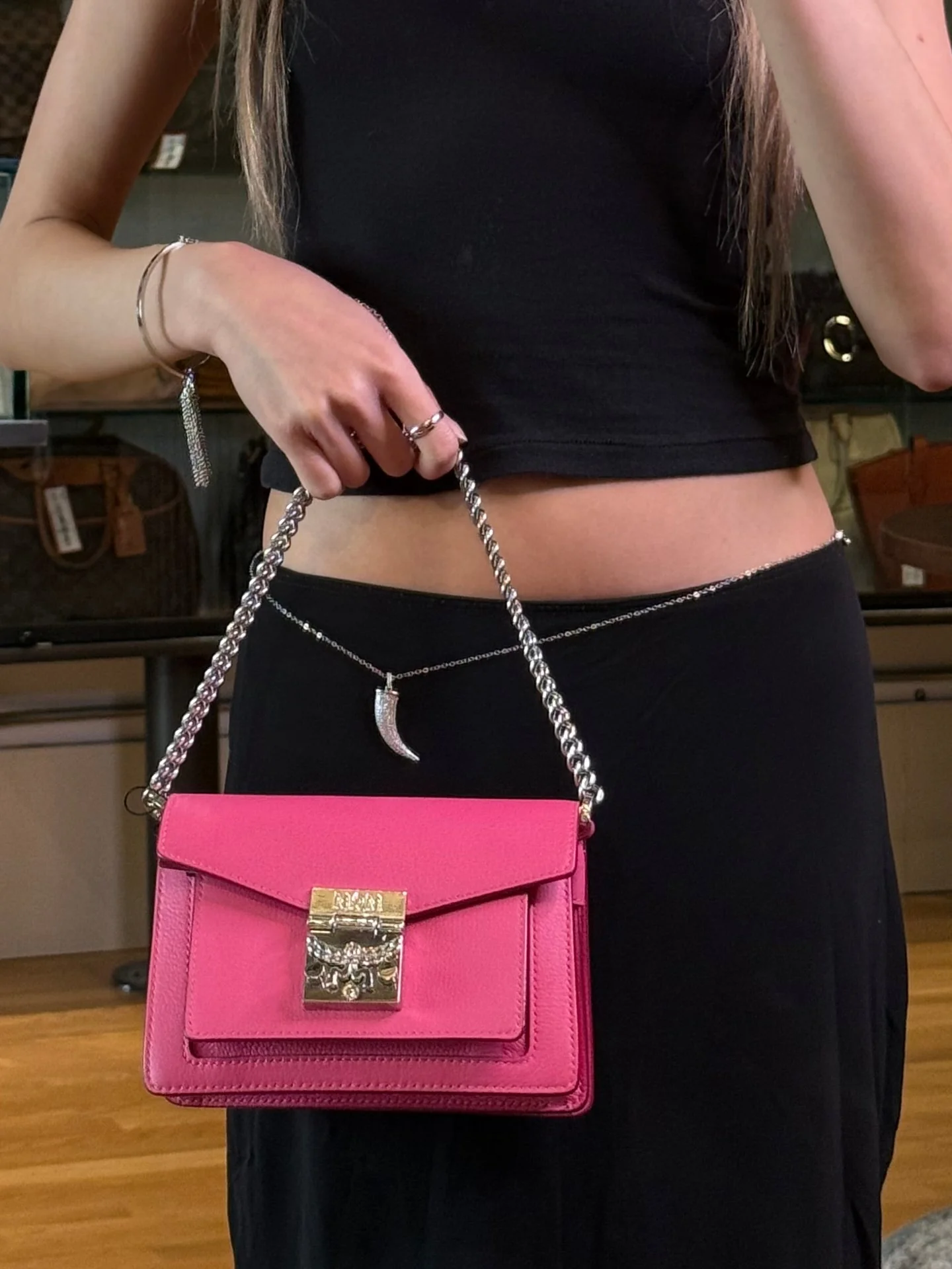 MCM Pink Leather Millie S Crossbody Bag - Image 2