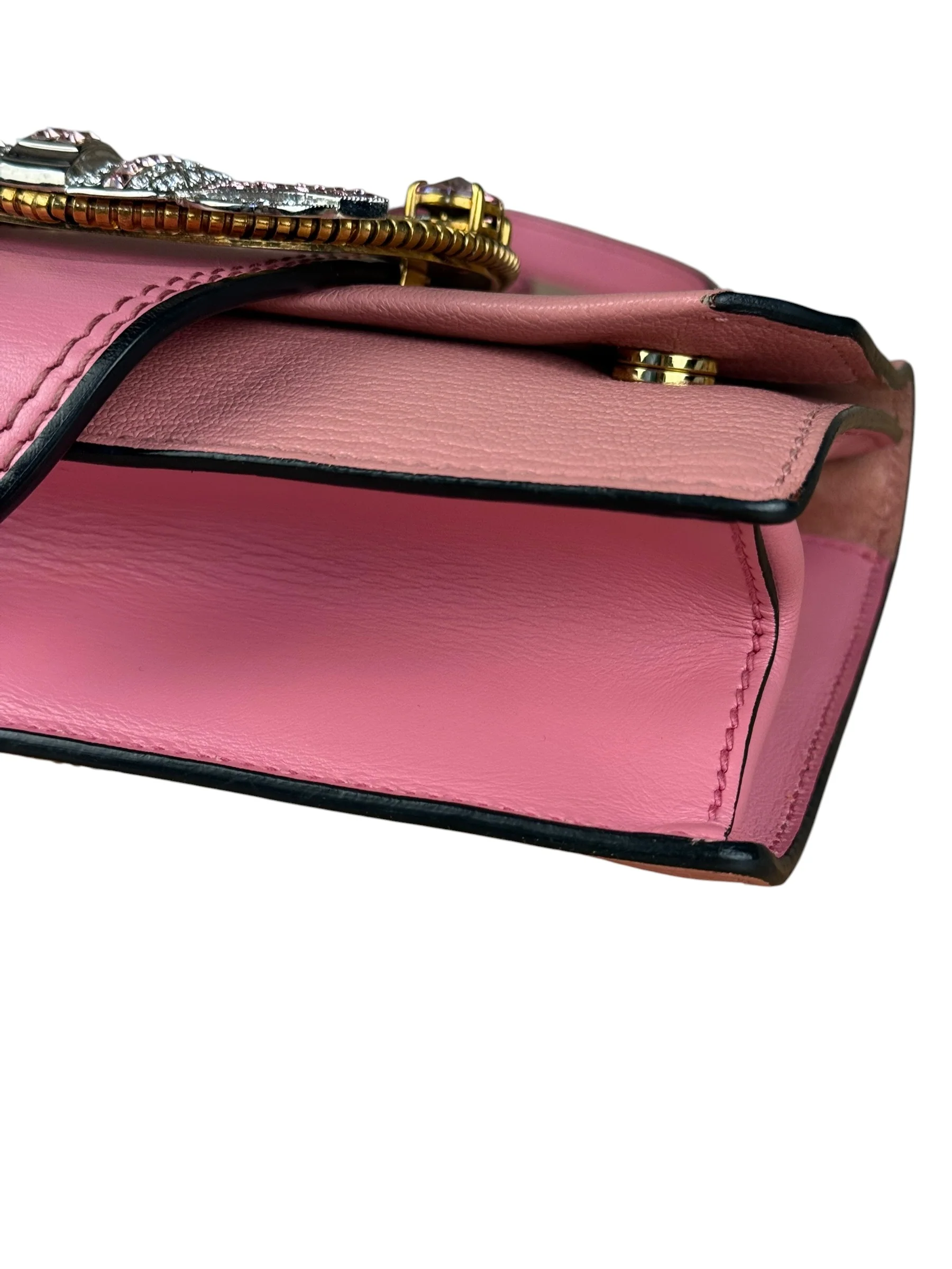 Miu Miu Pink Leather Madras Crystal Embellished Shoulder Bag - Image 13