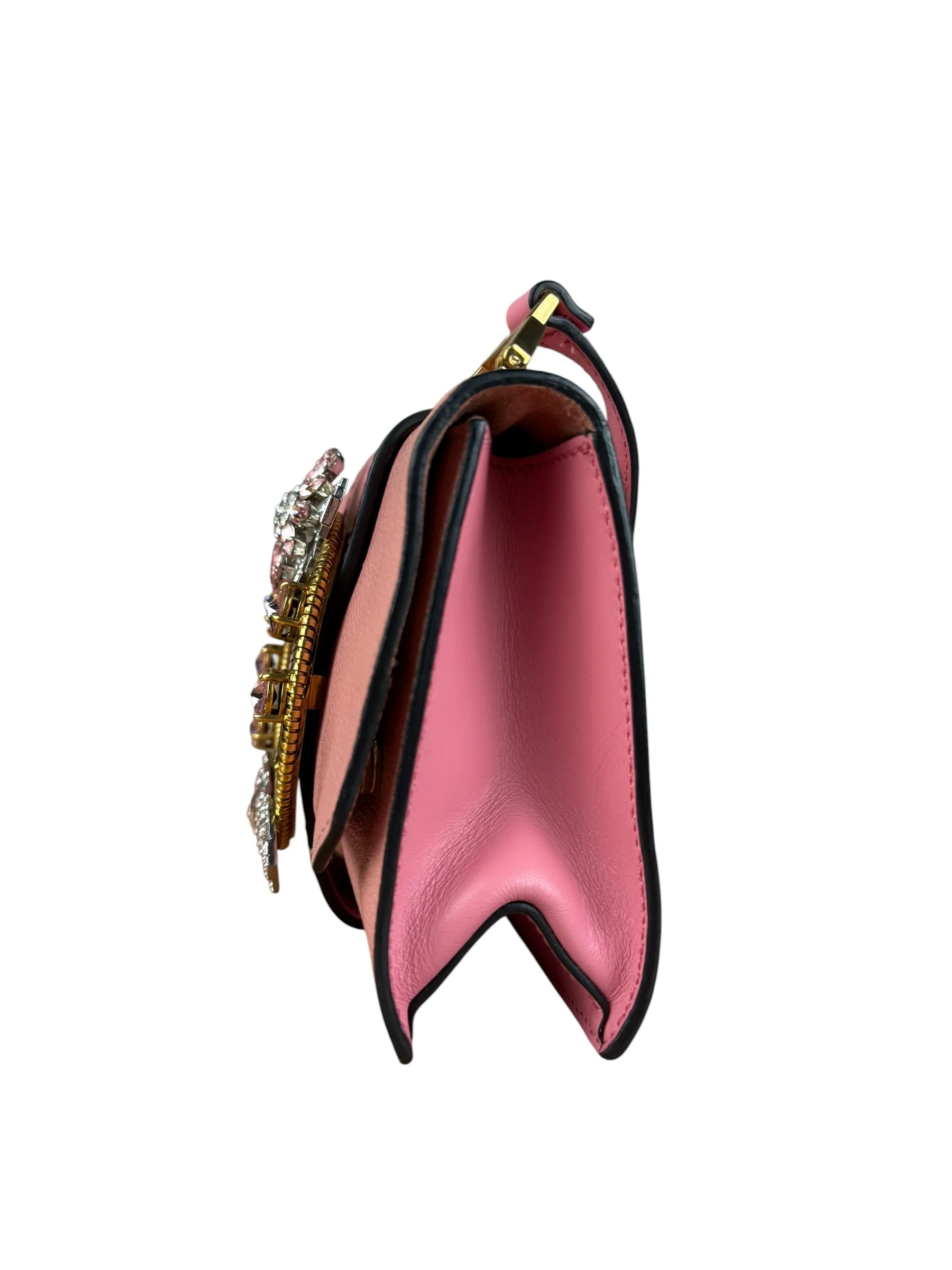 Miu Miu Pink Leather Madras Crystal Embellished Shoulder Bag - Image 7