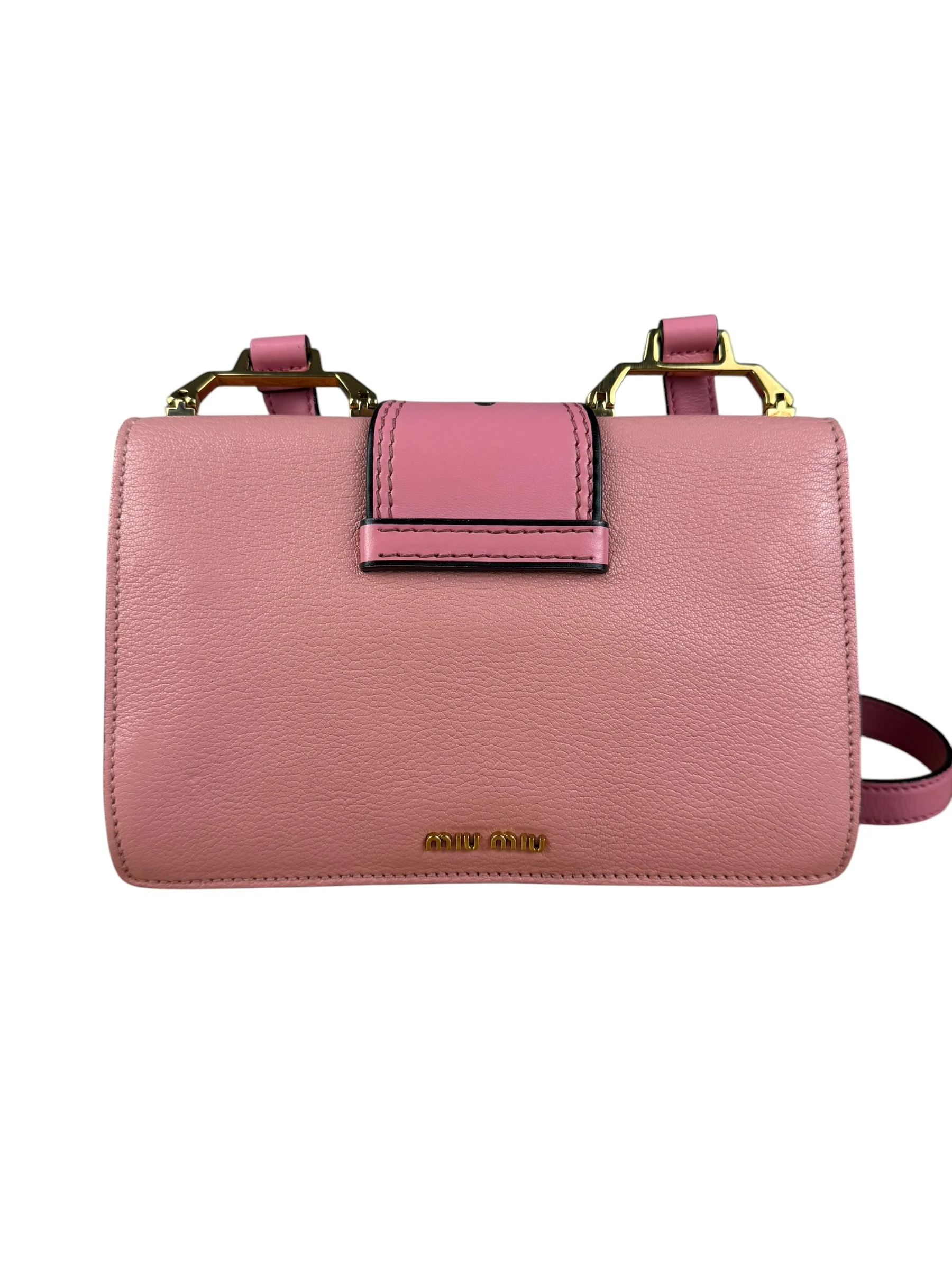 Miu Miu Pink Leather Madras Crystal Embellished Shoulder Bag - Image 9