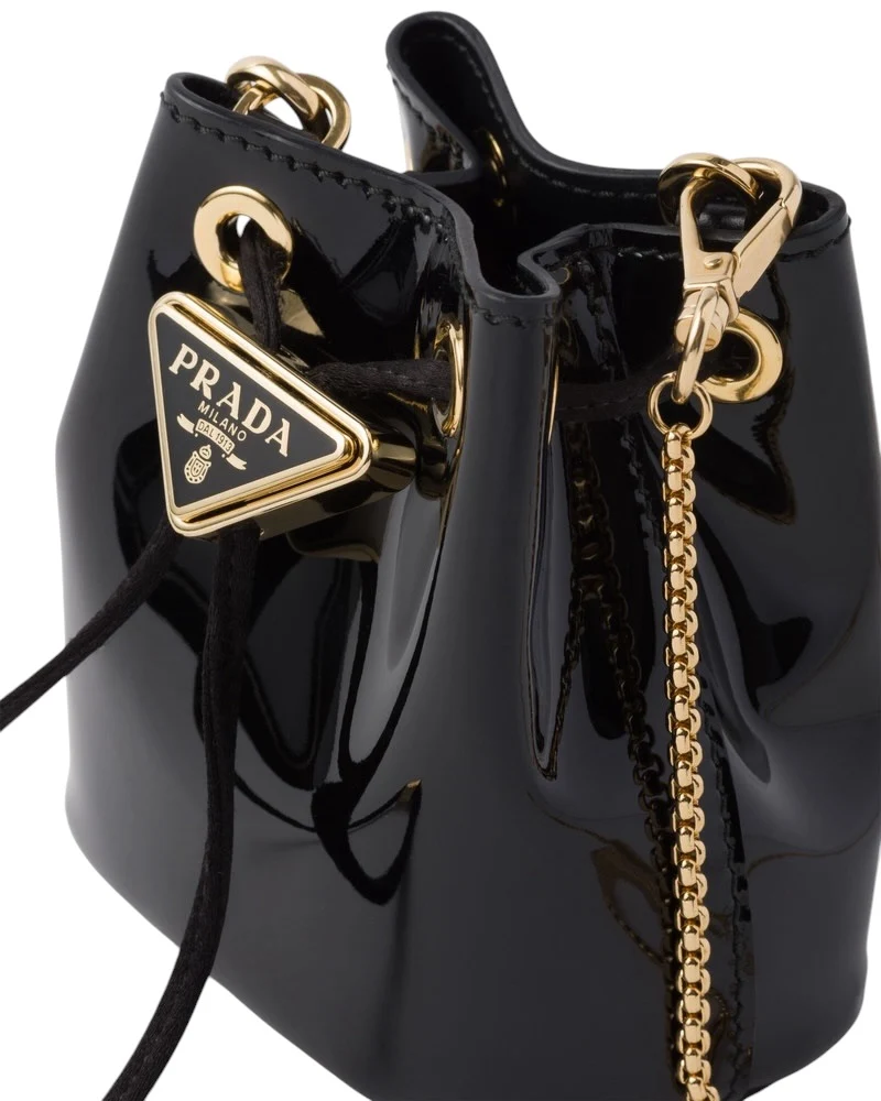 Prada Black Patent Leather Mini Chain Pouch - Image 4