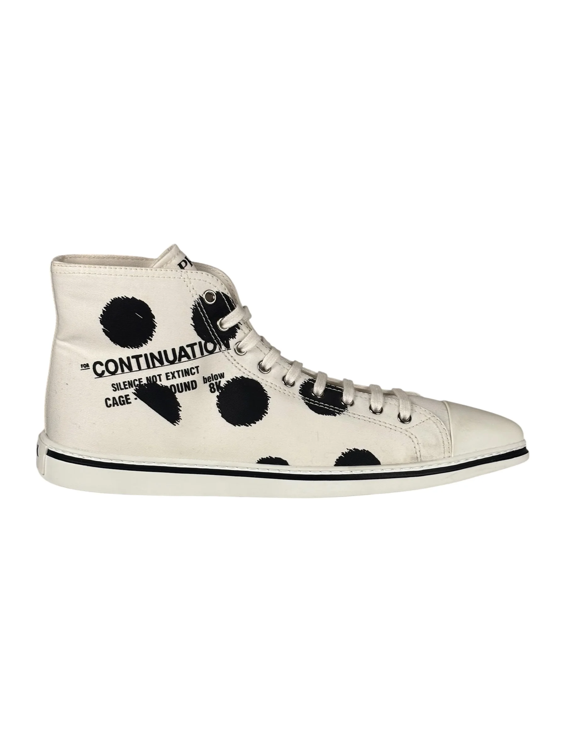 Prada Canvas Olka Dot High Top Point Sneakers - Image 5