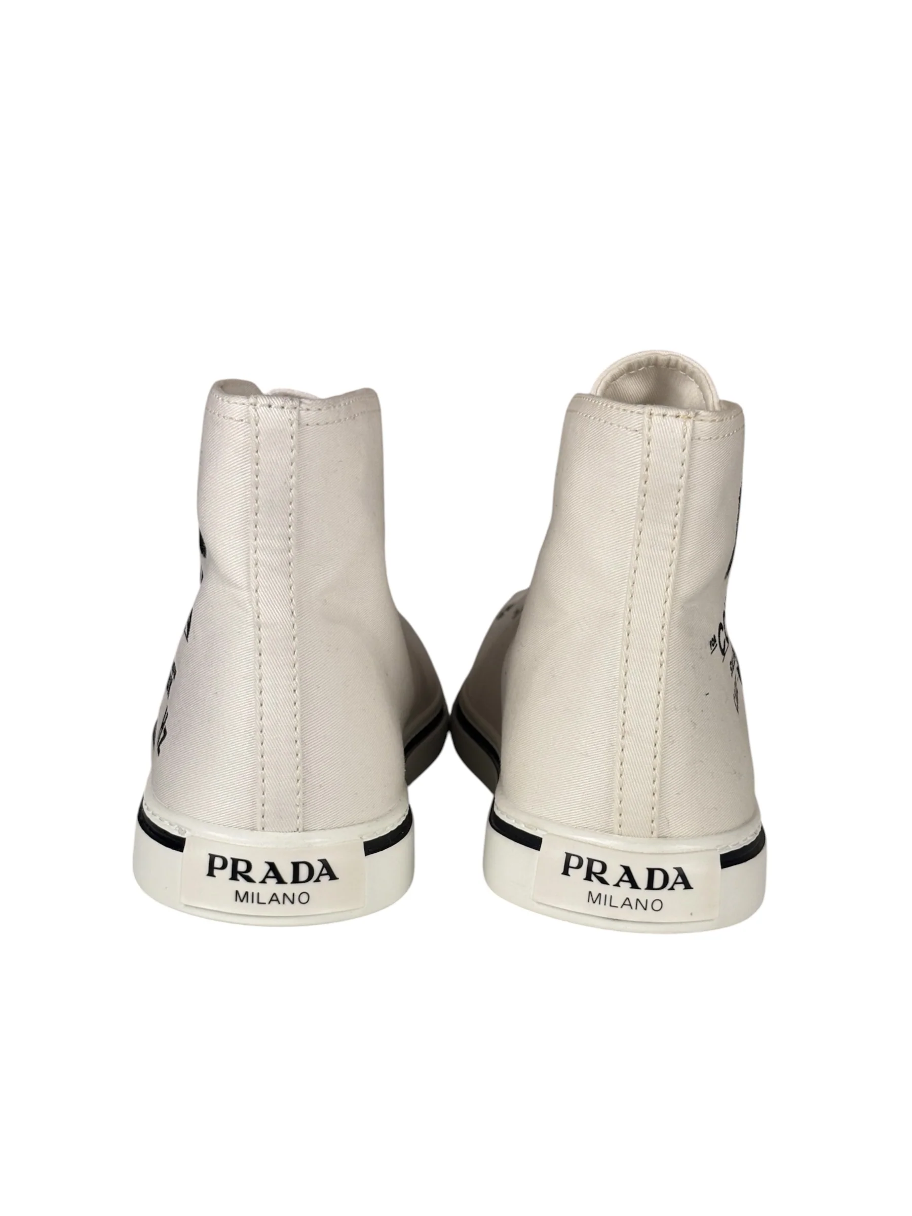 Prada Canvas Olka Dot High Top Point Sneakers - Image 7