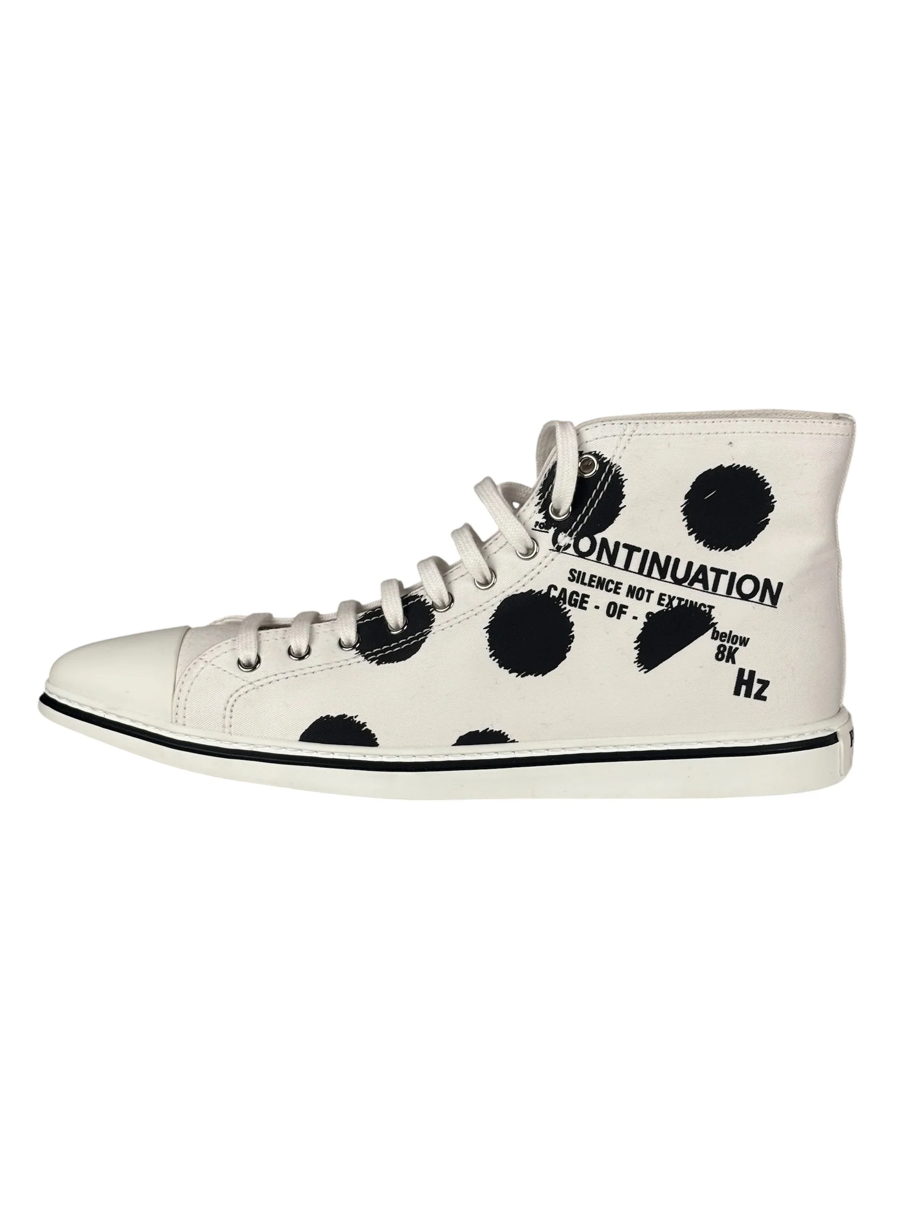 Prada Canvas Olka Dot High Top Point Sneakers - Image 9