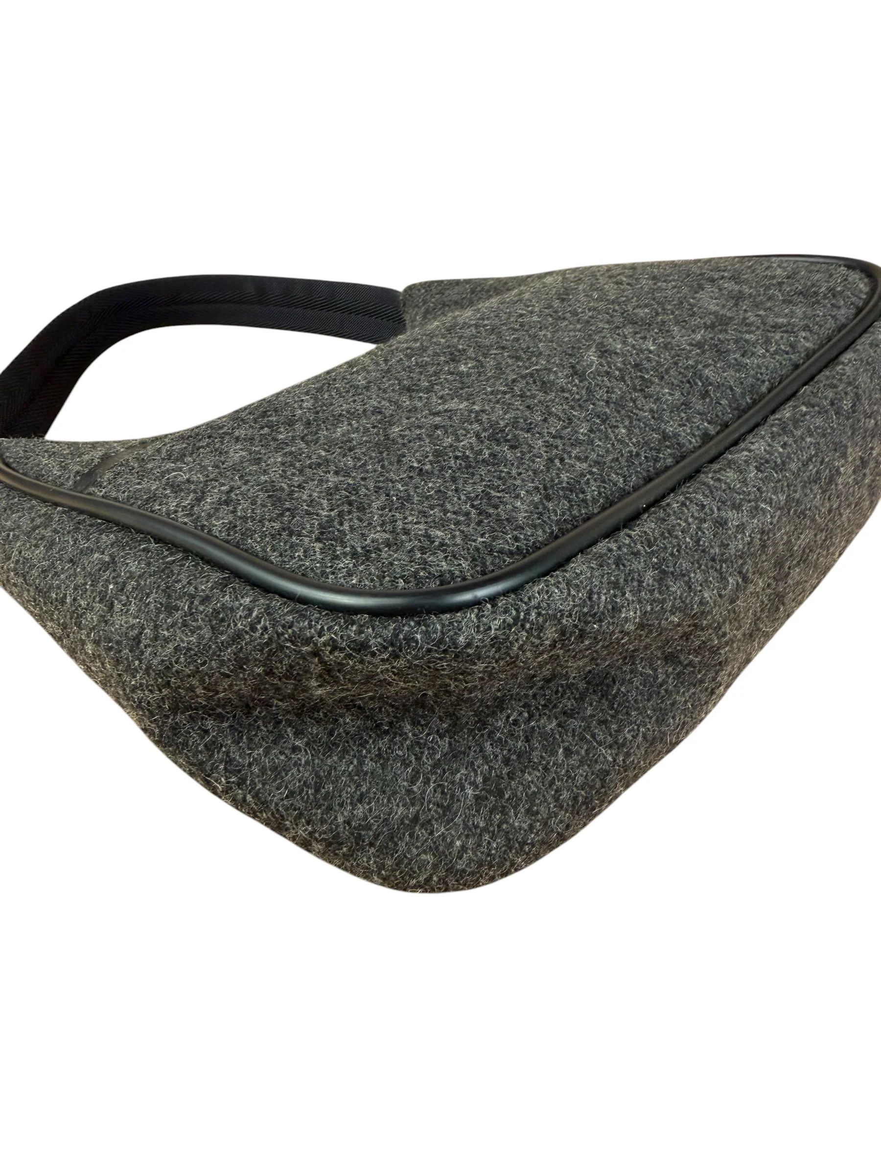 Prada Charcoal Gray Wool Sport Mini Hobo Bag - Image 14