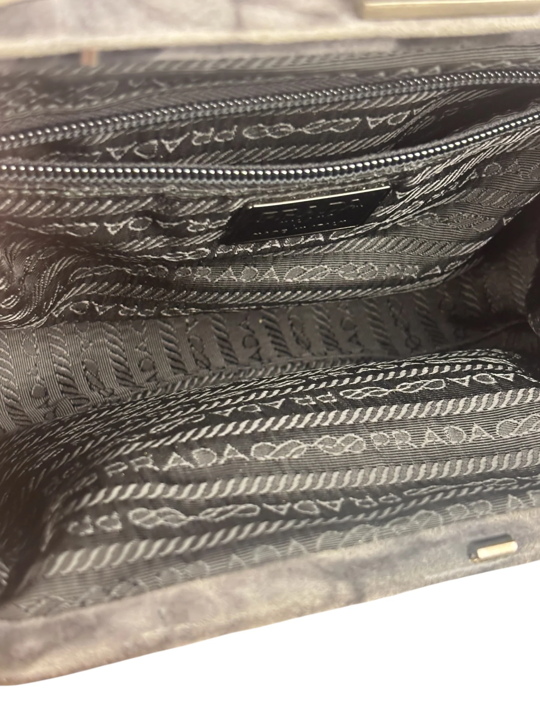 Prada Lux Grey Scamosciato Tie Dye Clutch Top Handbag - Image 6