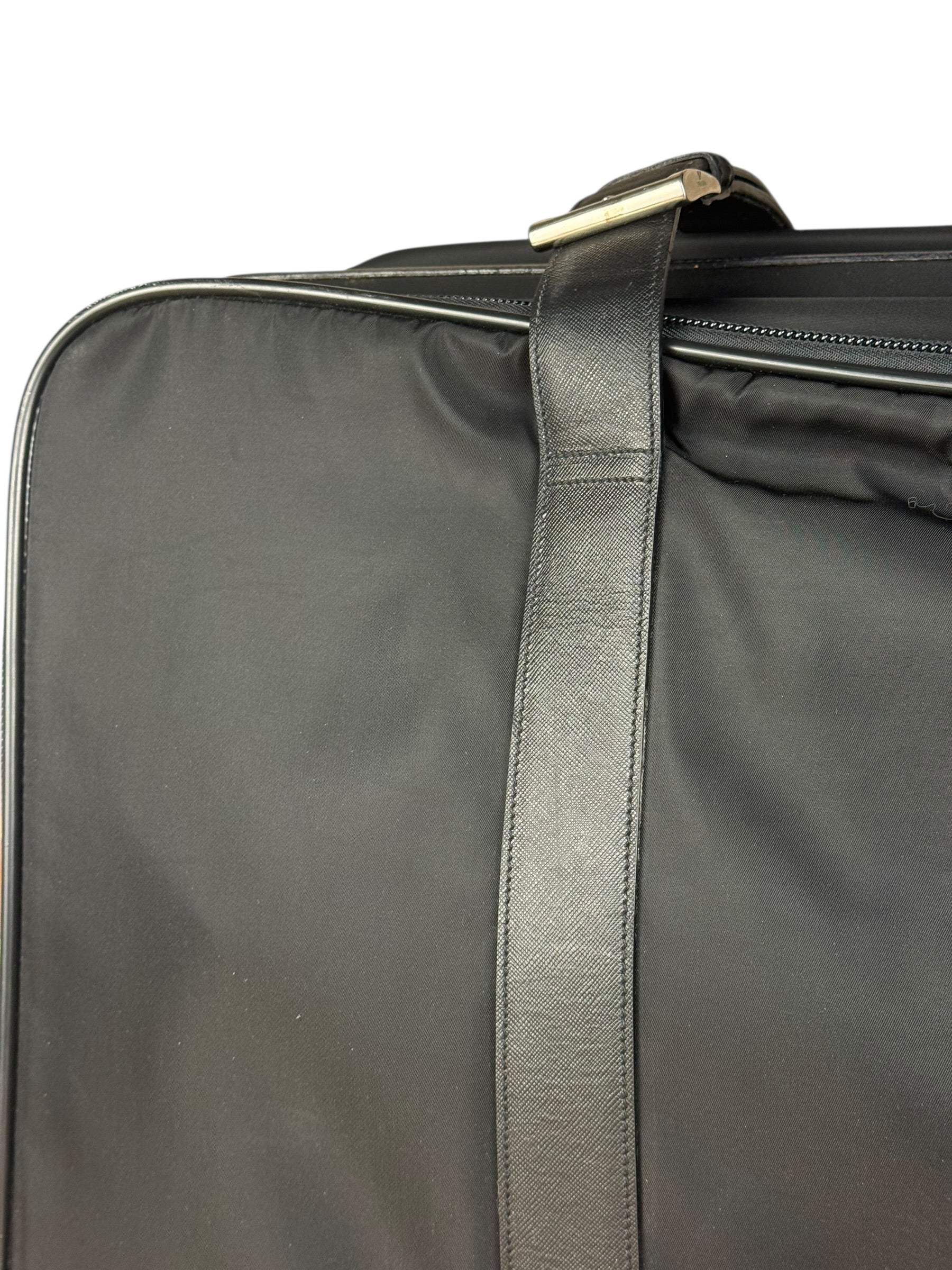Prada Vintage Black Nylon Saffiano Travel Suitcase - Image 4