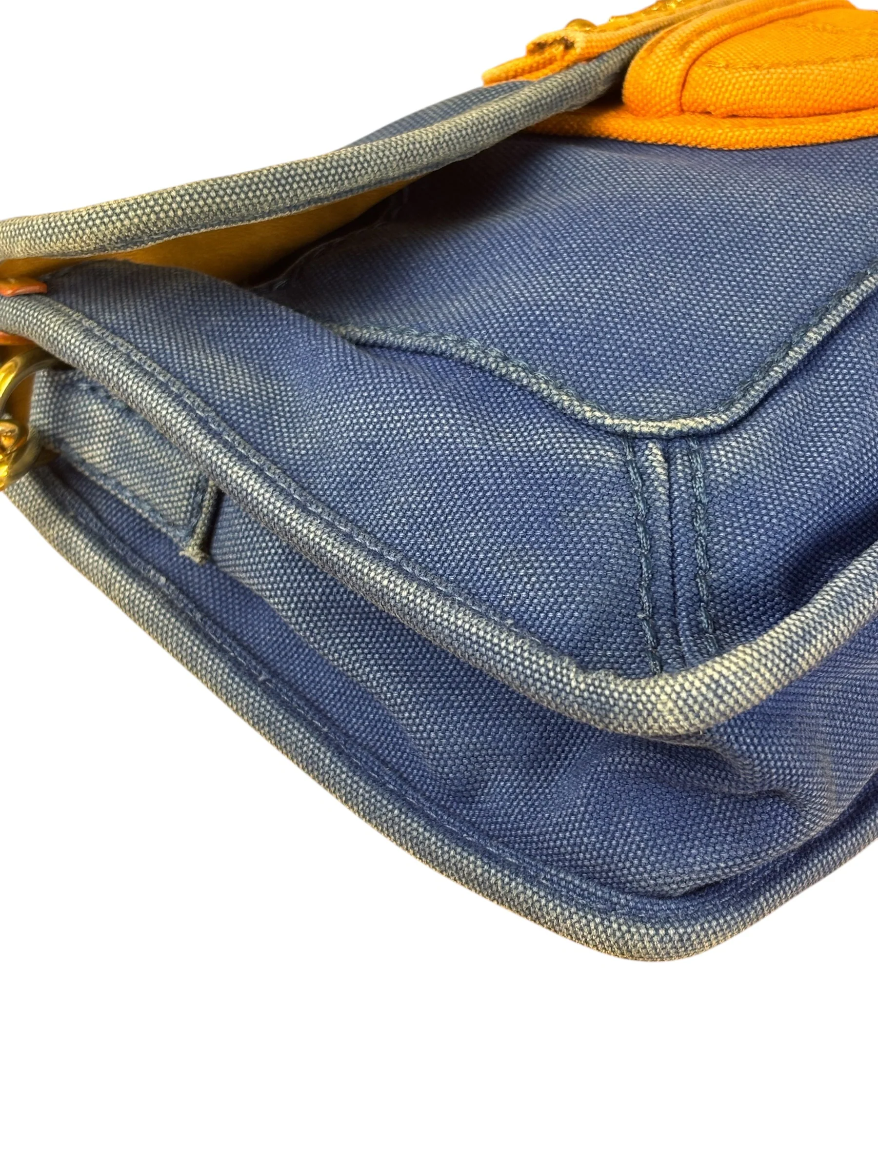 Prada Vintage Cobalt Blue Canvas Flap Shoulder Bag - Image 11