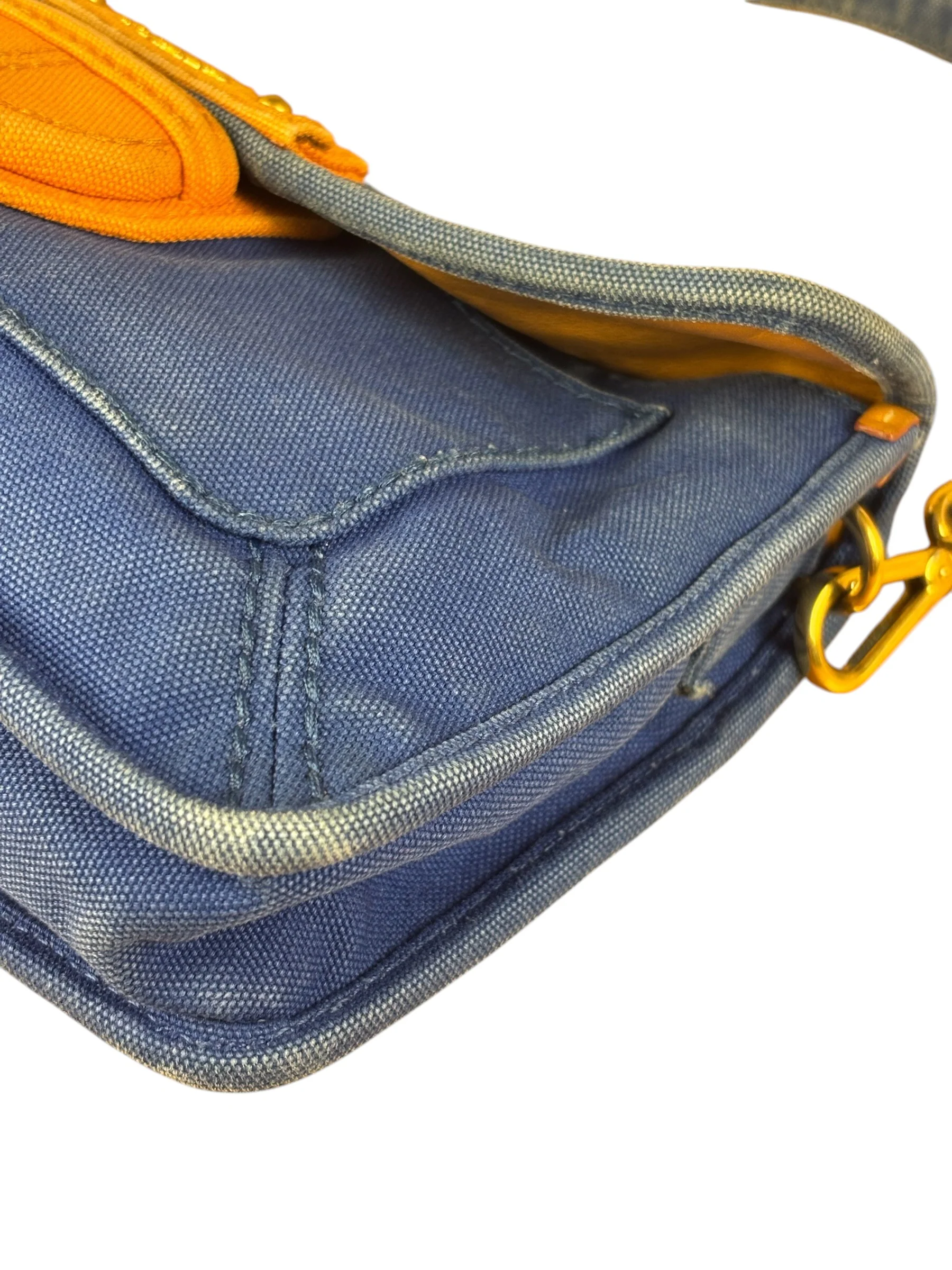 Prada Vintage Cobalt Blue Canvas Flap Shoulder Bag - Image 12