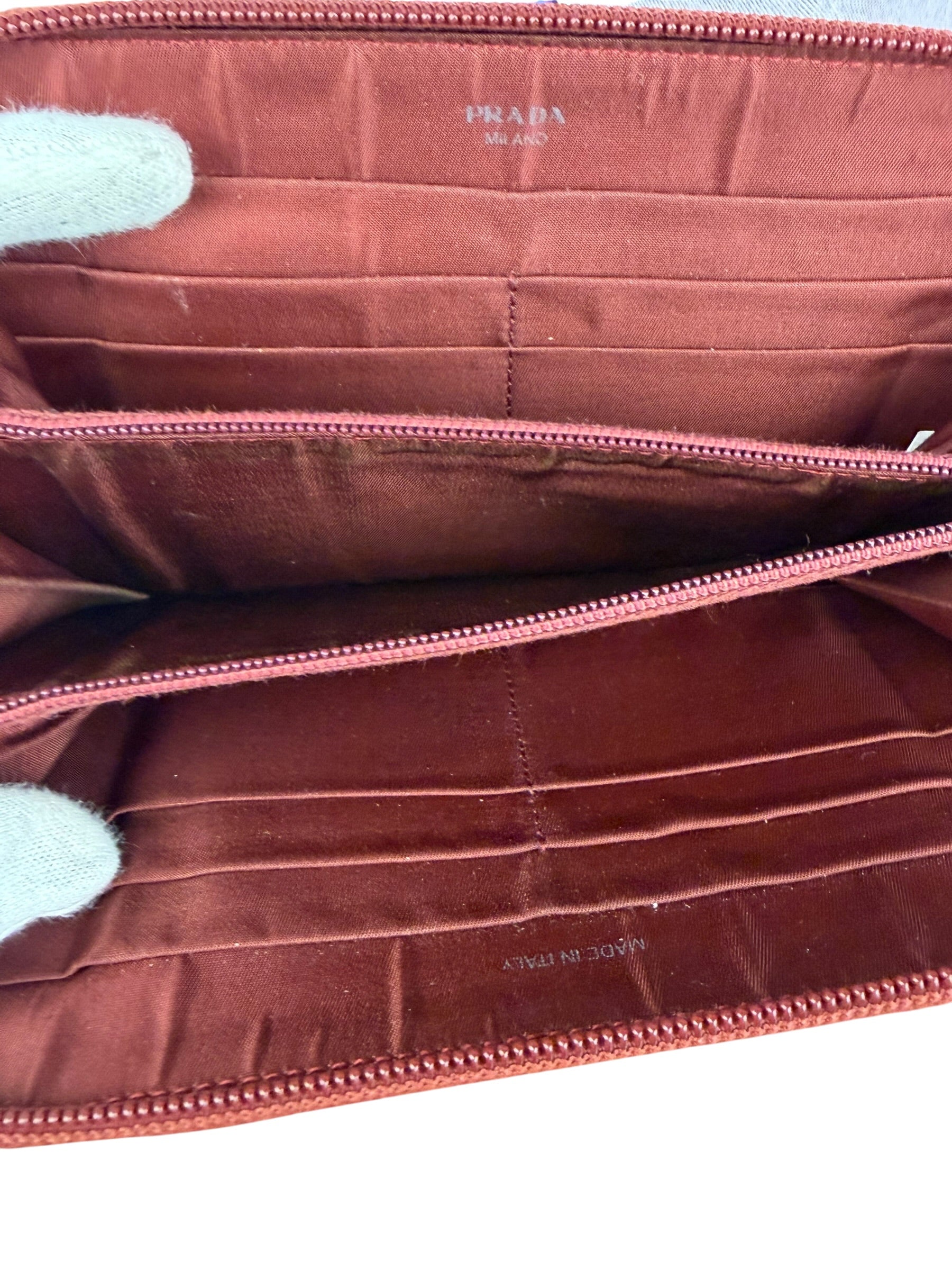 Prada Vintage Red Nylon Zip-Around Sport Long Wallet - Image 10