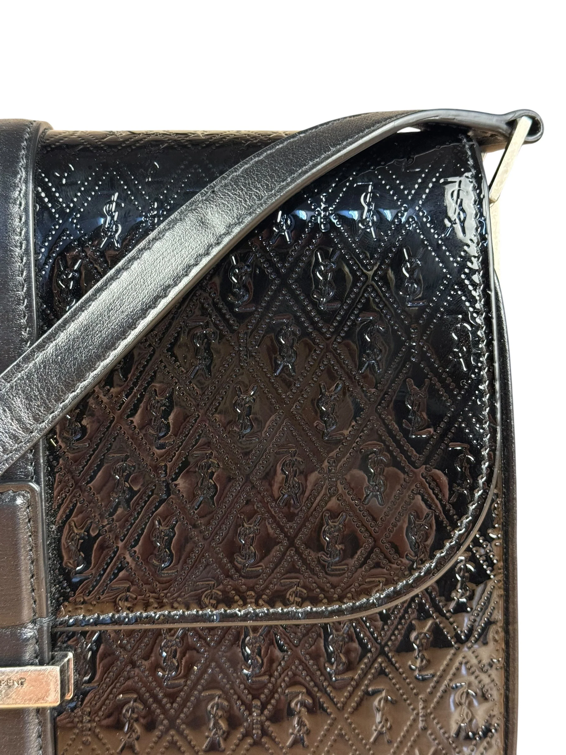 Saint Laurent Black Monogram Patent Leather Shoulder Bag - Image 2