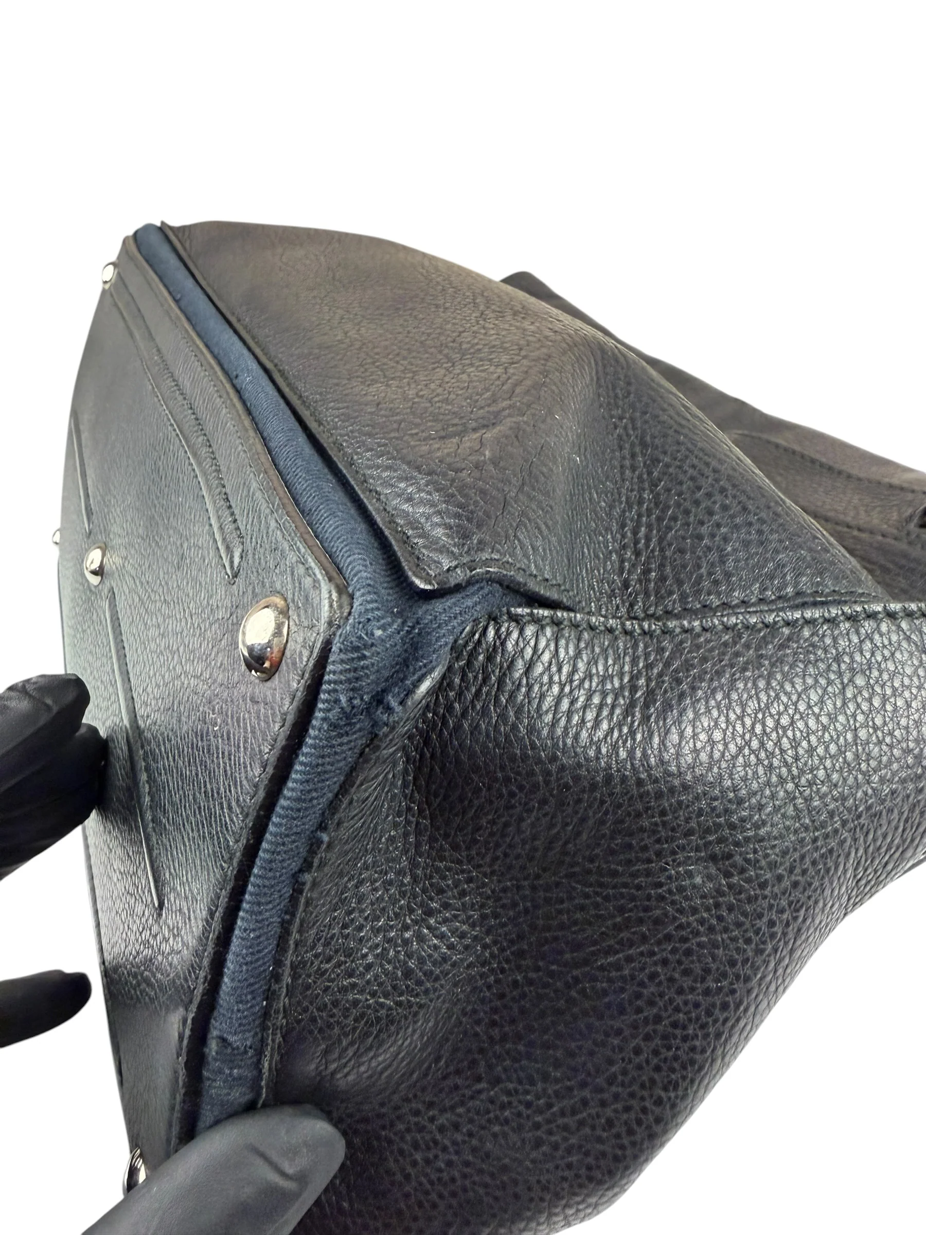 Saint Laurent Vintage Black Leather Top Handle Bag - Image 17