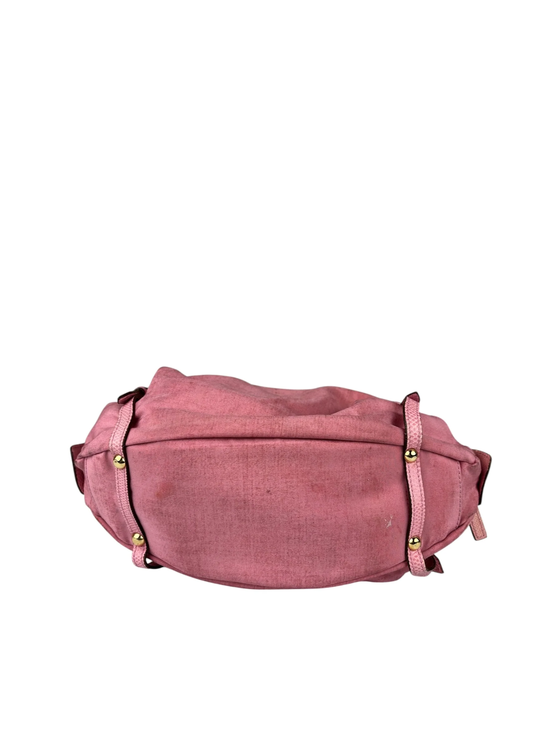 Salvatore Ferragamo Pink Nylon/Leather Bowler Bag - Image 4