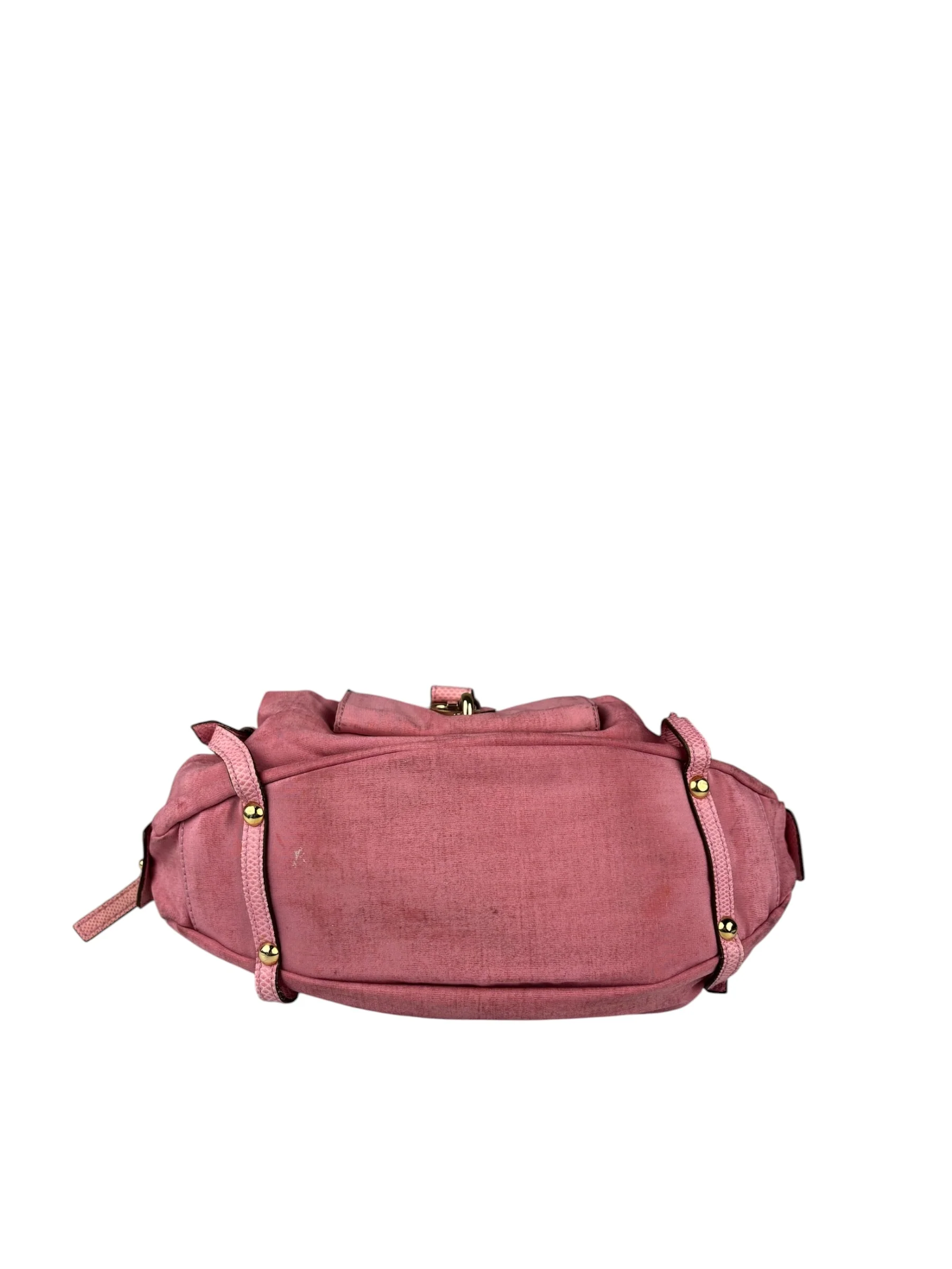 Salvatore Ferragamo Pink Nylon/Leather Bowler Bag - Image 5