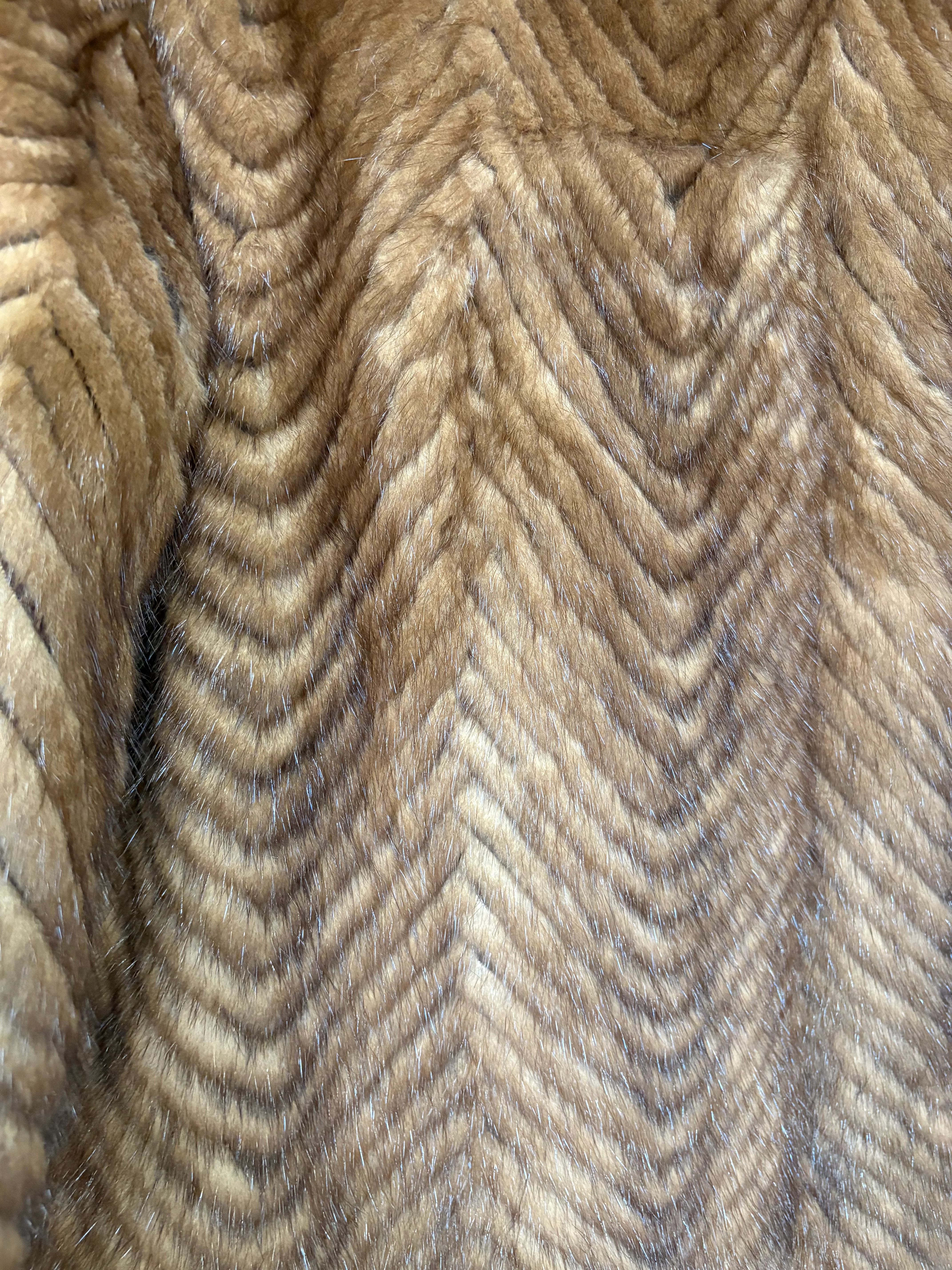 Vintage Brown Chevron Mink Fur Coat - Image 3