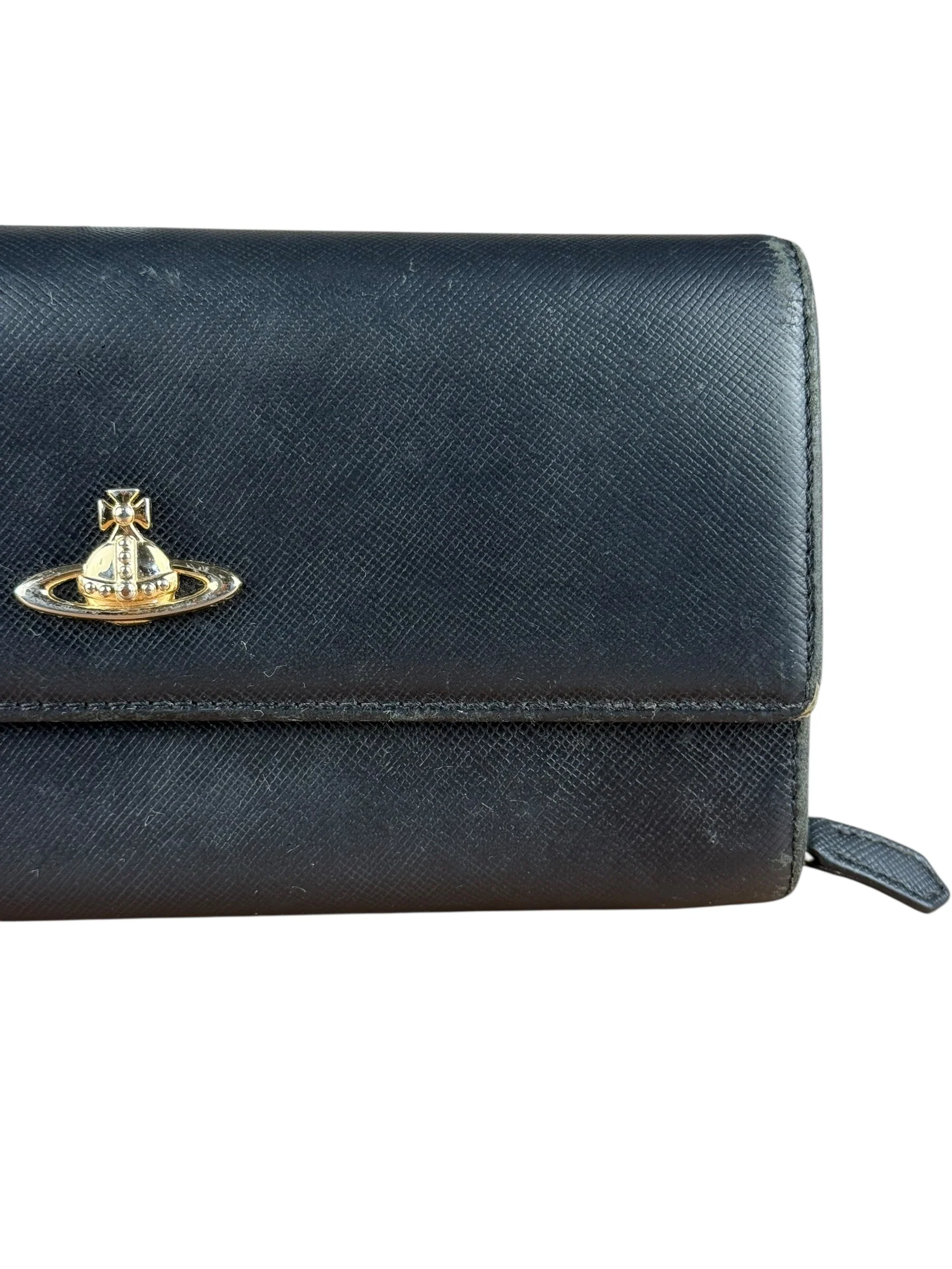 Vivienne Westwood Black Leather Emblem Long Wallet - Image 2