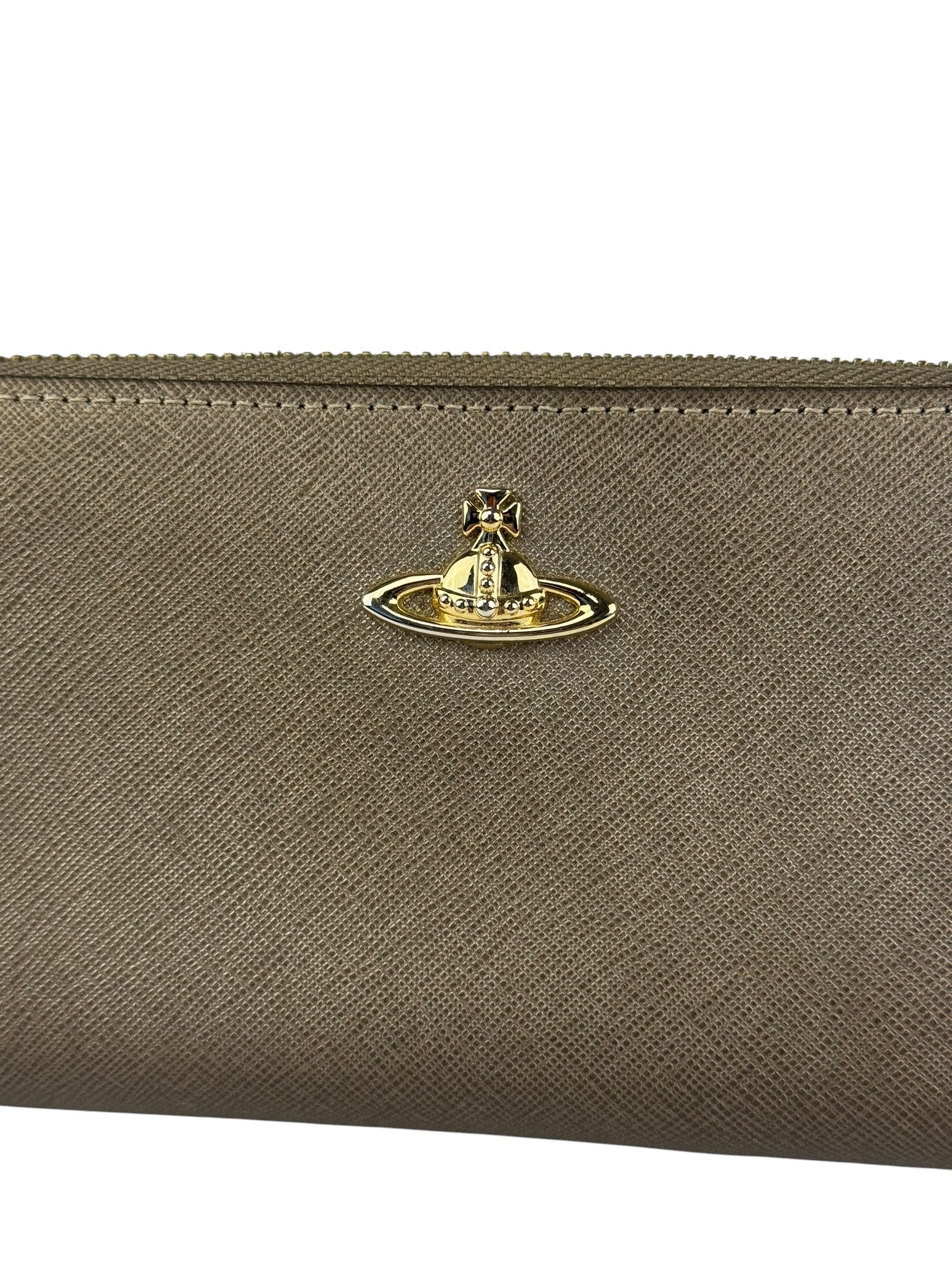 Vivienne Westwood Brown Leather Orb Zip Long Wallet - Image 3